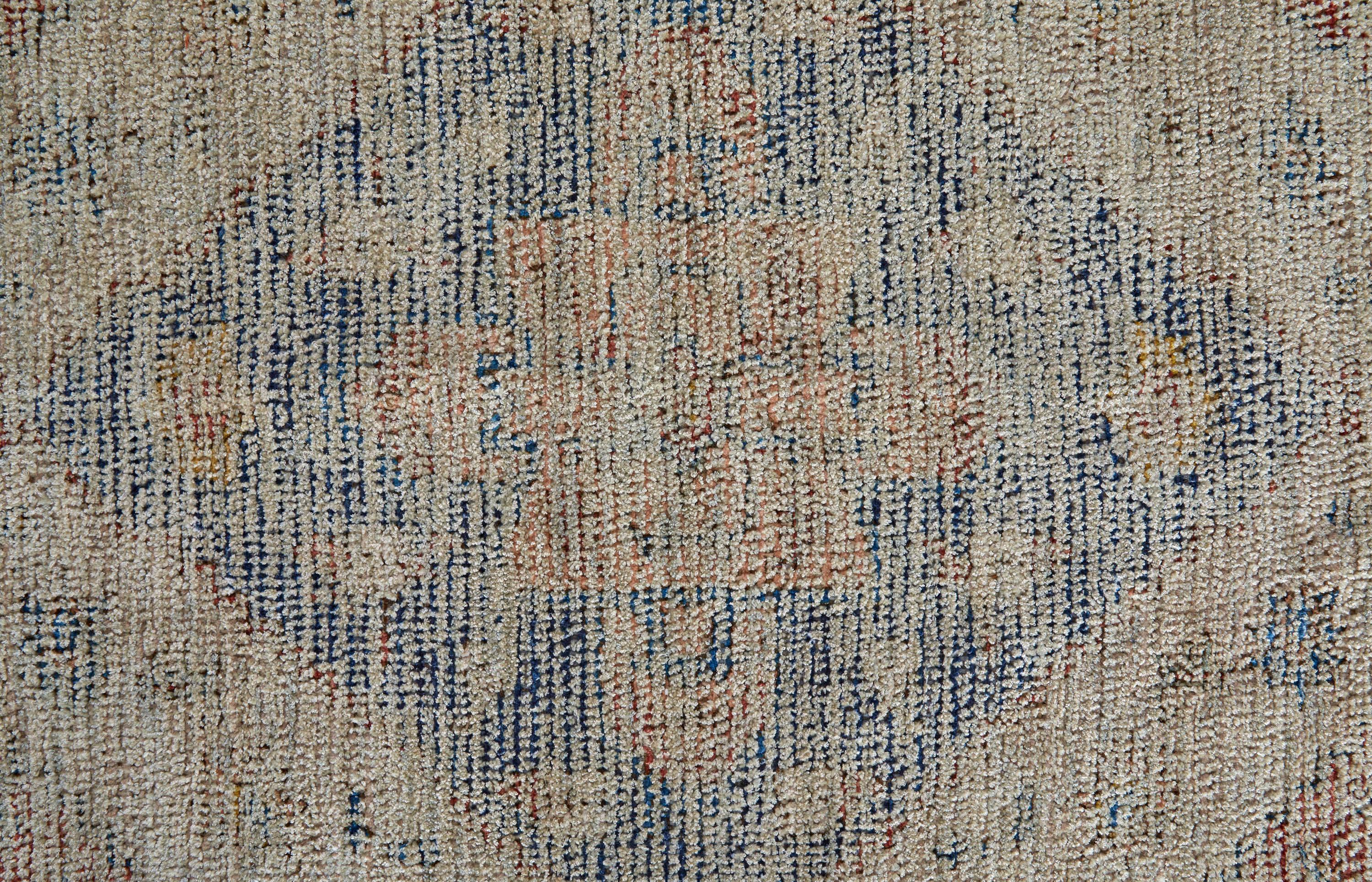 Caldwell Transitional Distressed Ivory/Blue/Red Area Rug