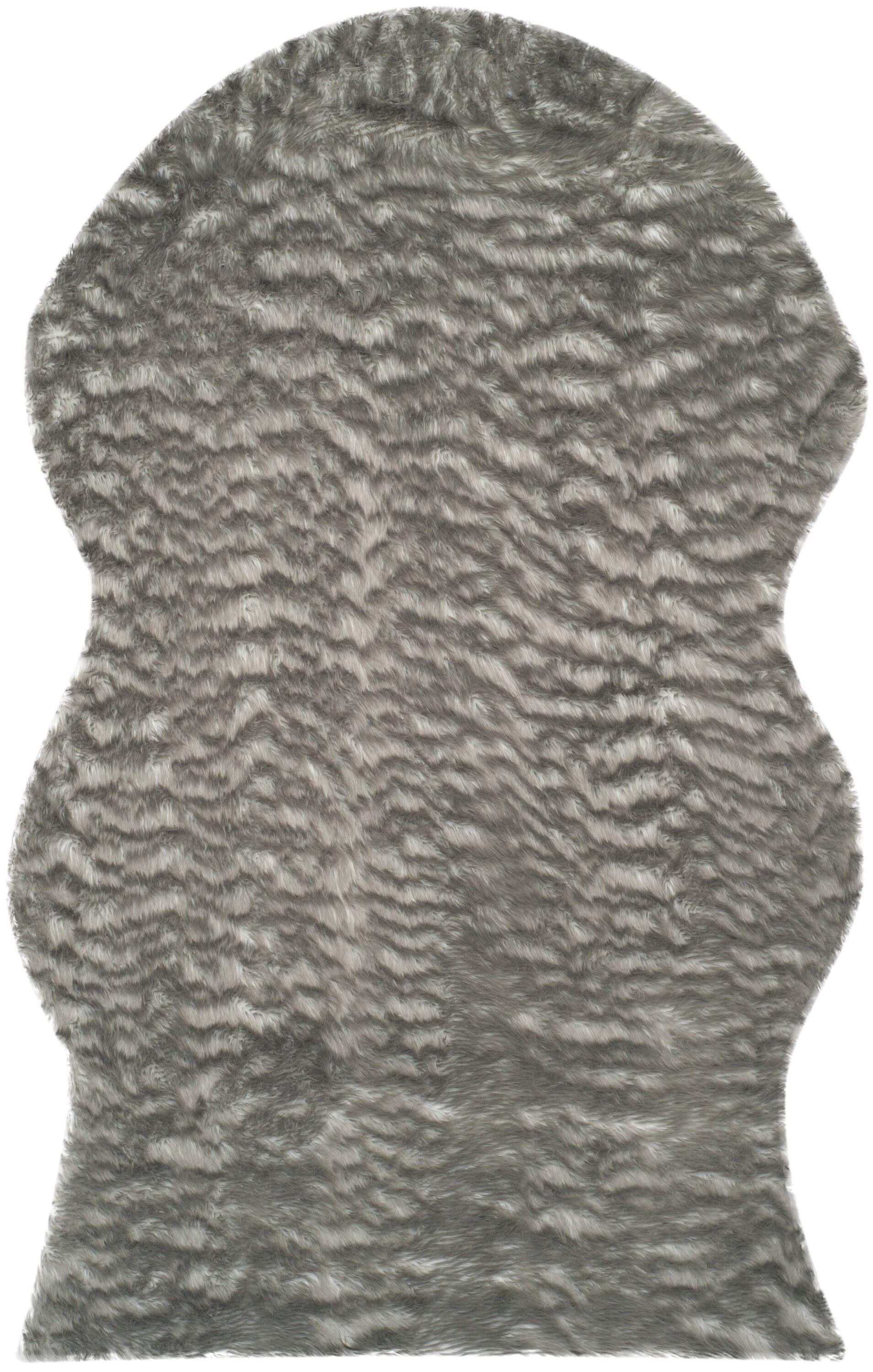Faux Sheep Skin FSS118 Power Loomed Area Rug - Dark Grey - 5'x8' - Safavieh.