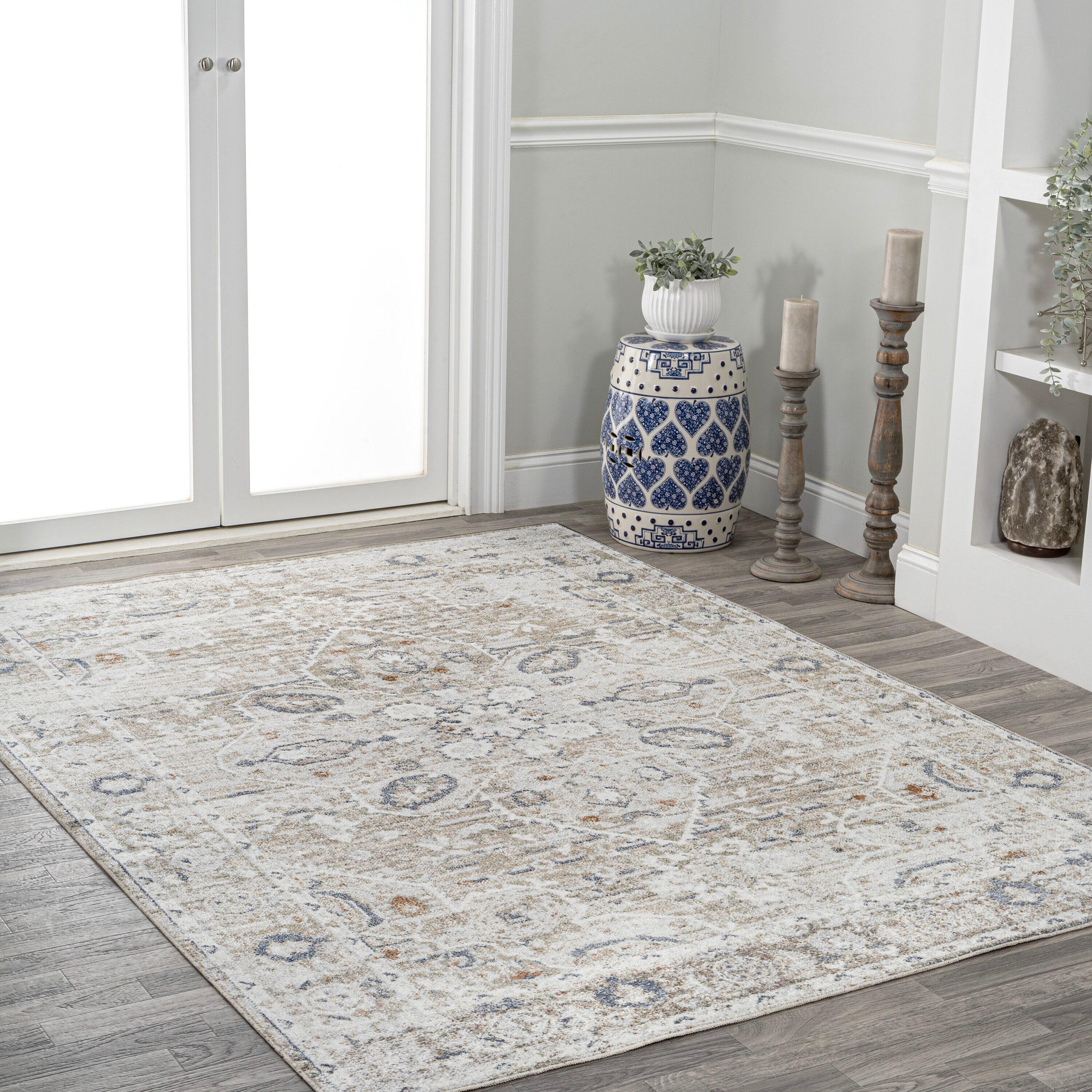 JONATHAN Y Shaii Global Medallion Low-Pile Machine-Washable Light Gray/Brown 3 ft. x 5 ft. Area Rug