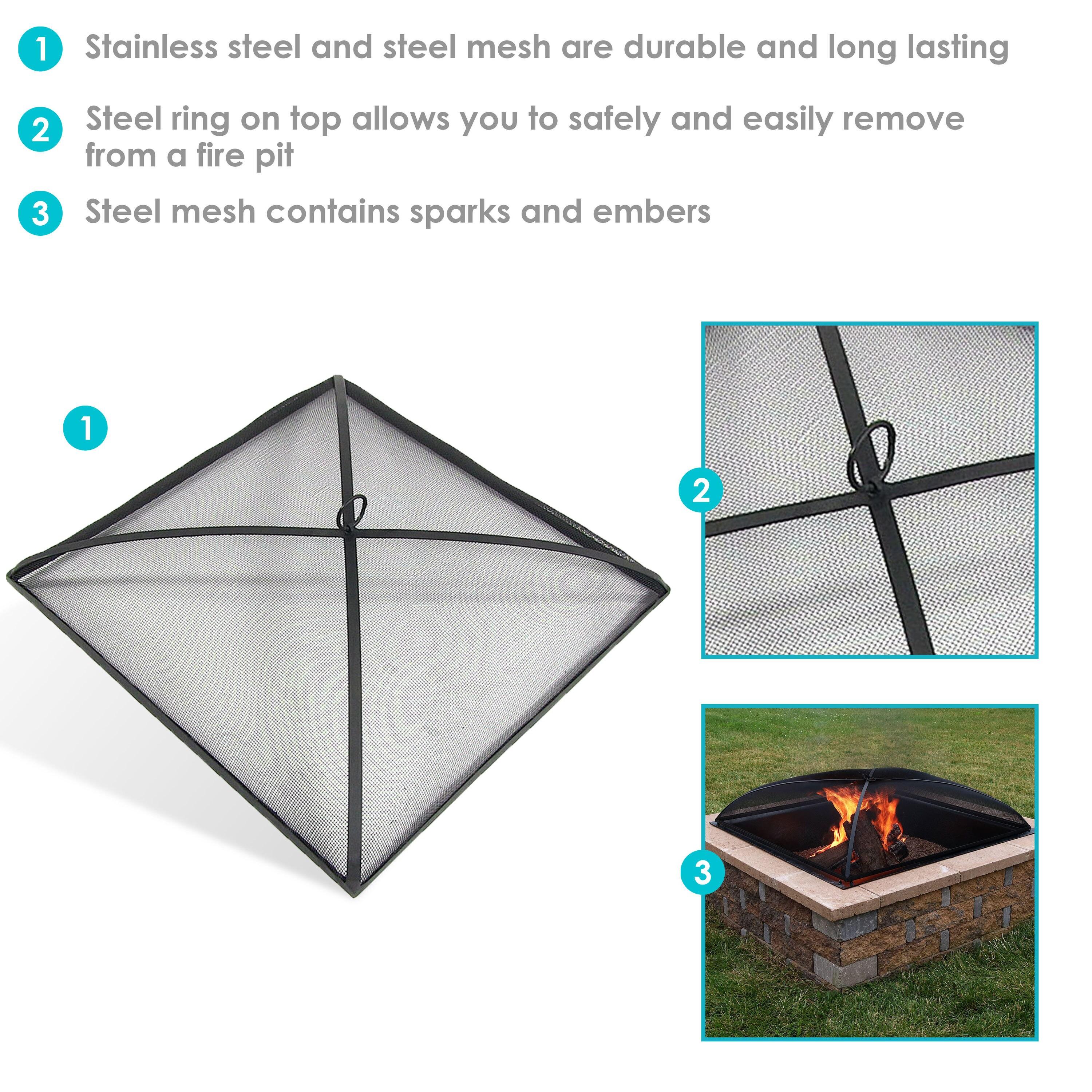 SunnyDaze Decor Square Steel Mesh Black Fire Pit Spark Screen Cover