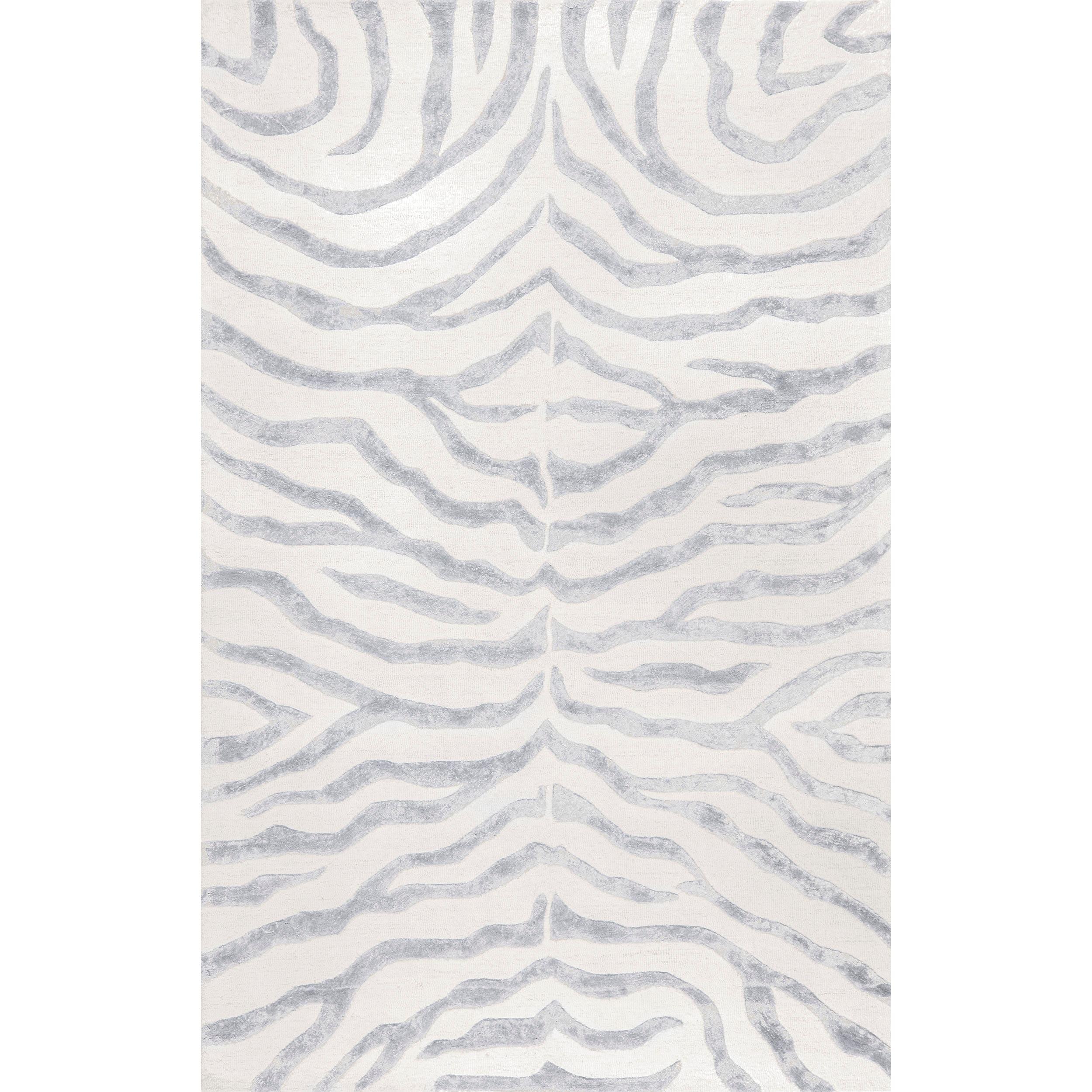 nuLOOM Zebra Hand Tufted Plush Wool Area Rug, 5' x 8', Gray