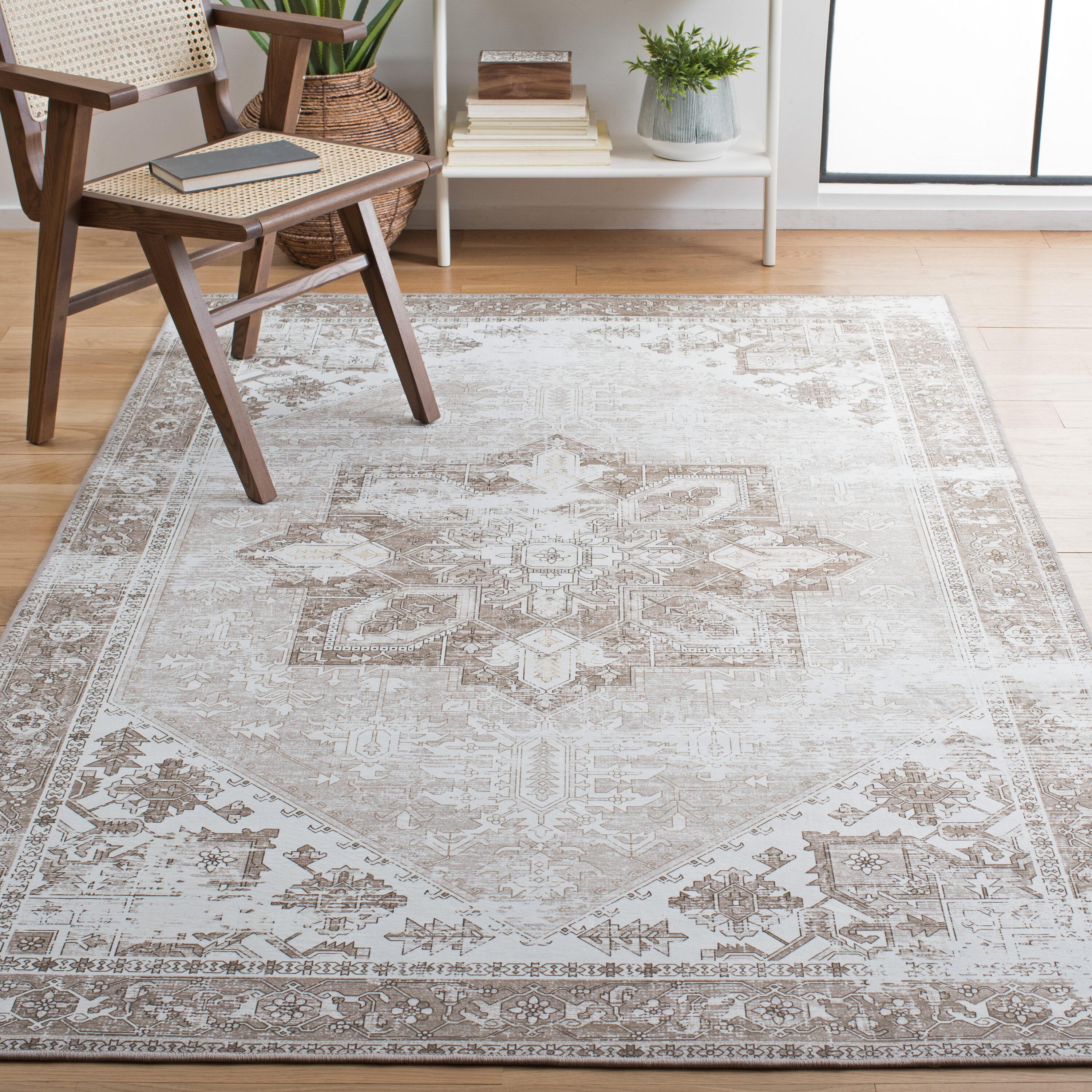 Tucson TSN102 Power Loomed Machine Washable Area Rug - Sage/Ivory - 6'x6' - Safavieh.