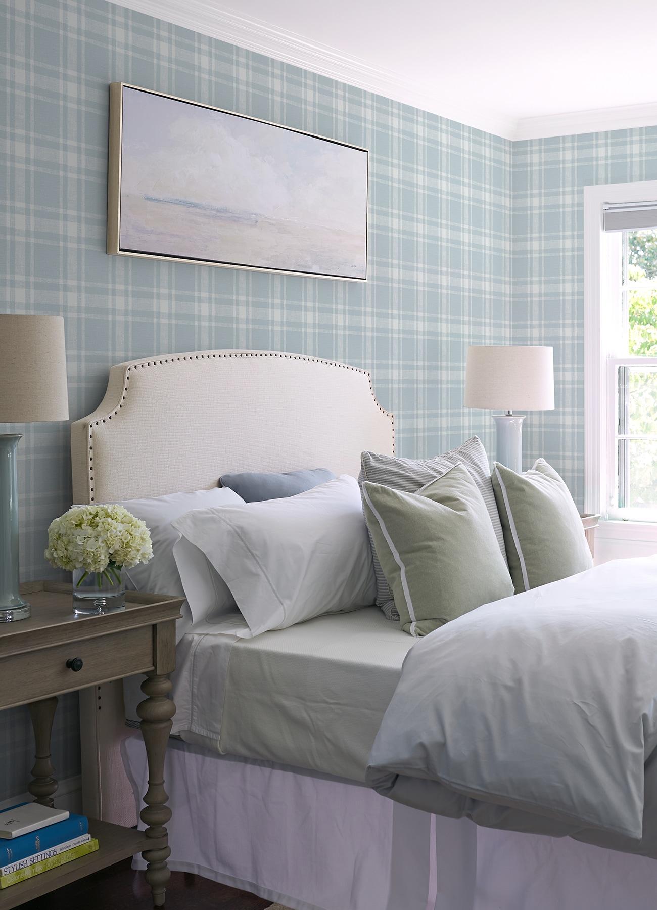 Chesapeake Antoine Sky Blue Flannel Wallpaper