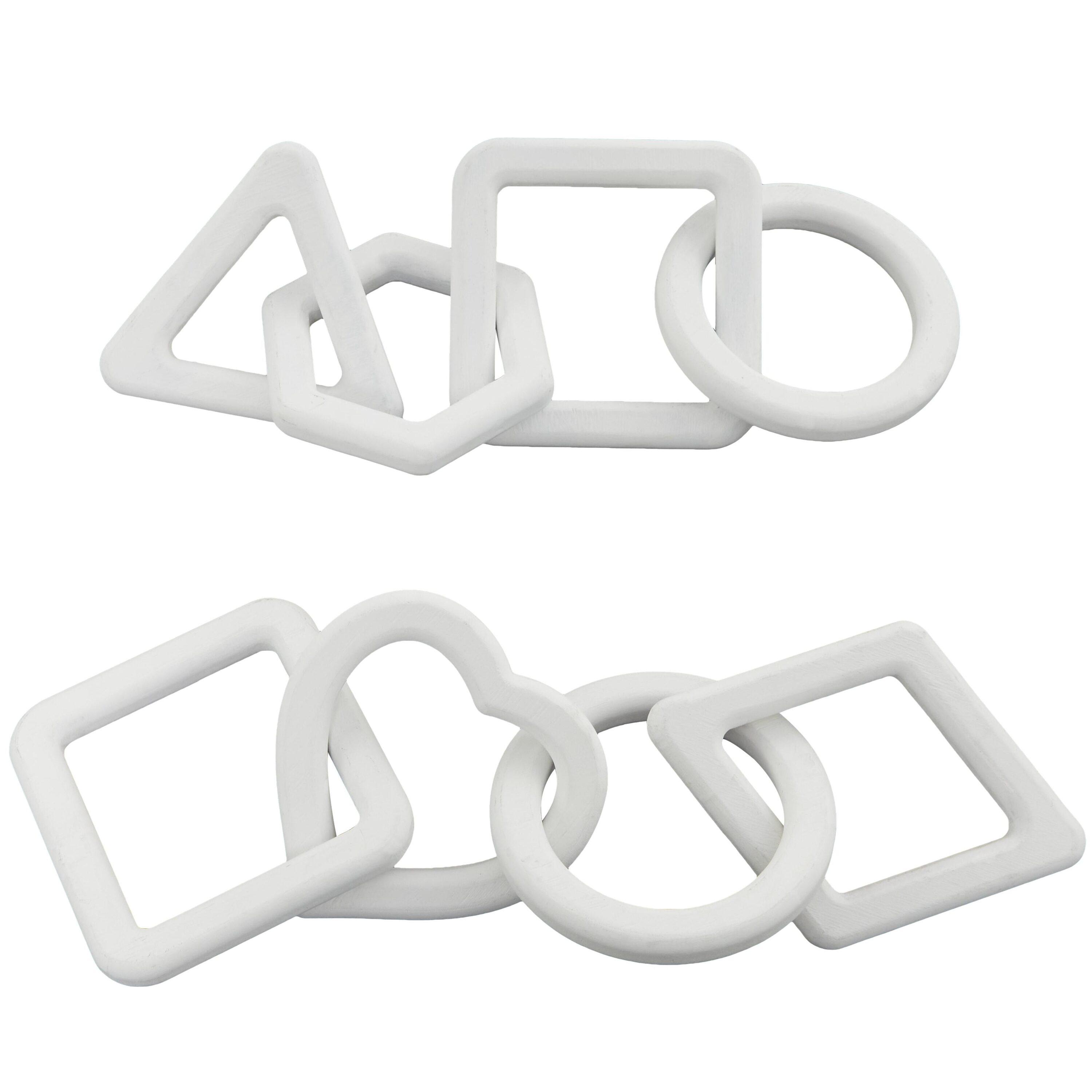 White Wood Modern Chain Sculpture Set of 2