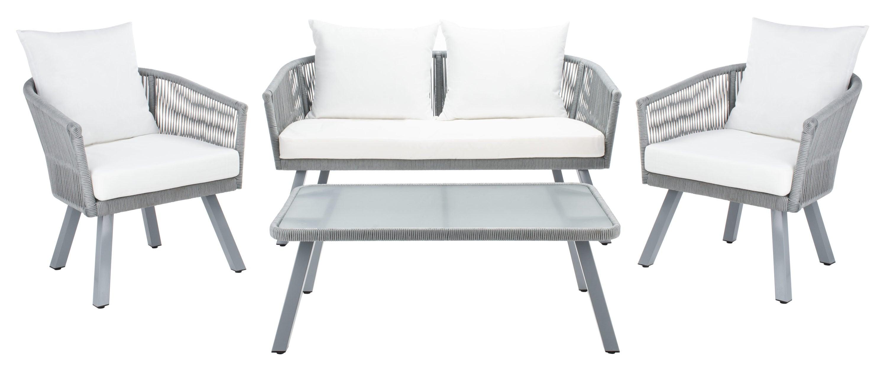 Belmi 4 Piece Rope Living Set - Indoor/Outdoor - PAT7517 - Grey/Beige - Safavieh