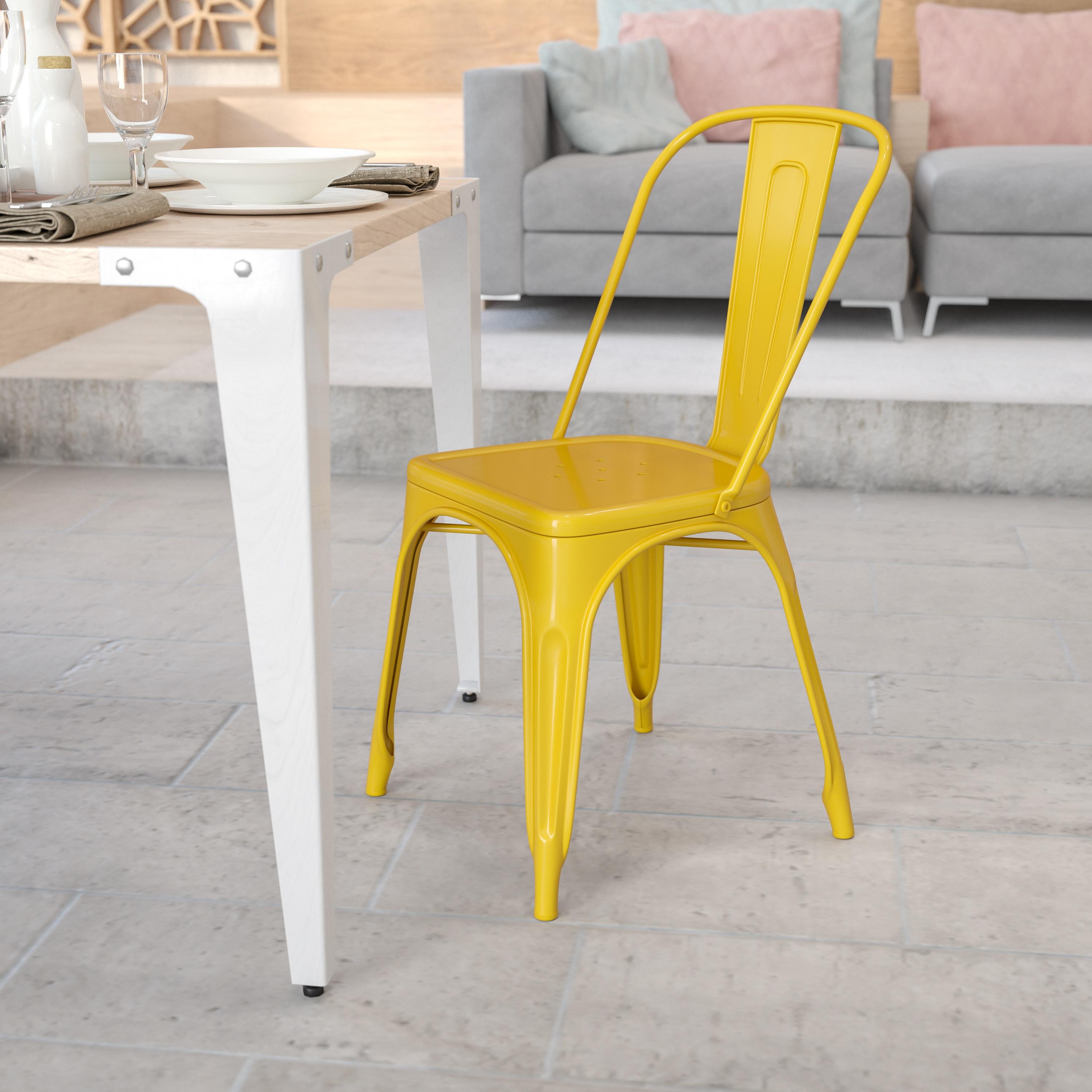 Flash Furniture Commercial Grade Yellow Metal Indoor-Outdoor Stackable Chair