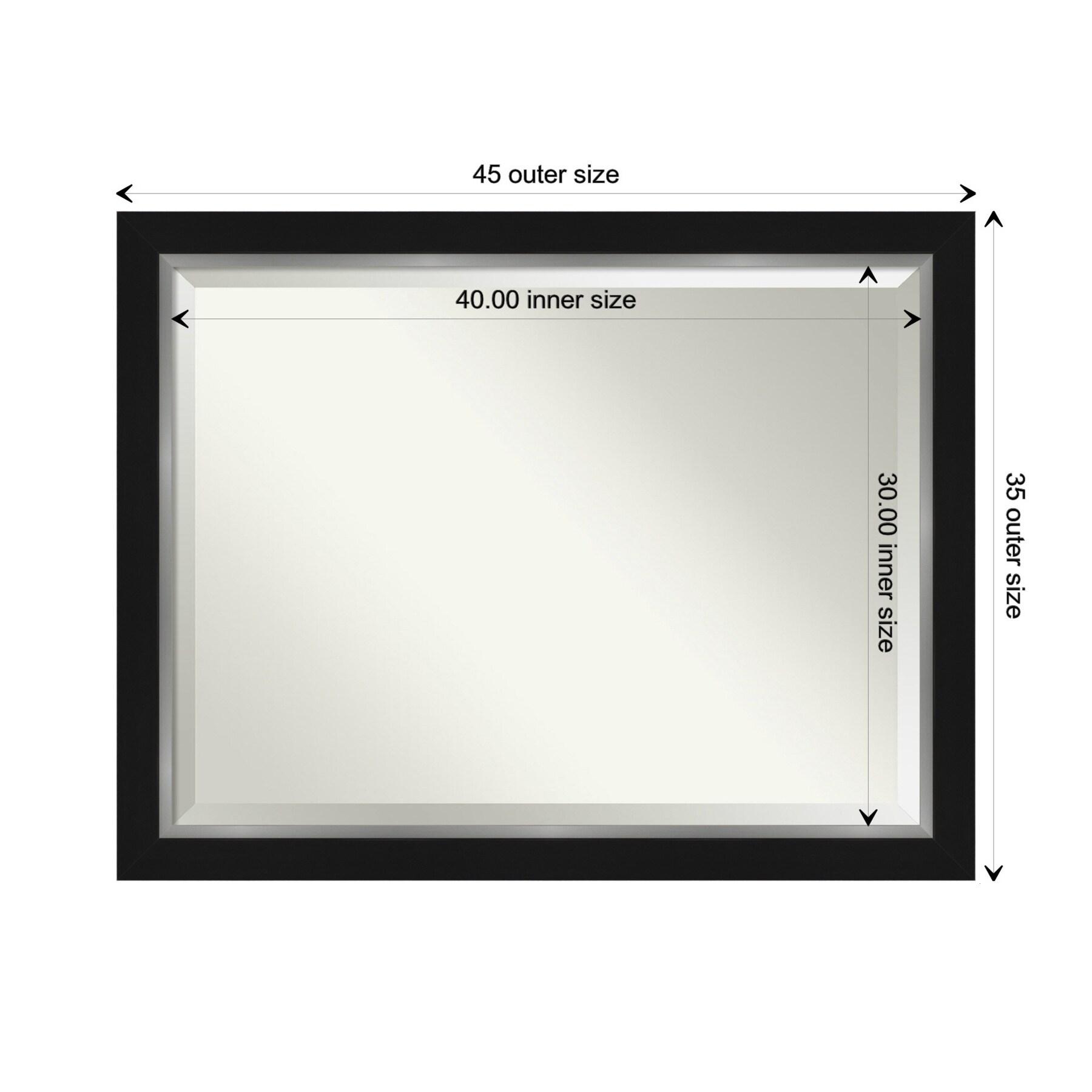 Amanti Art Beveled Bathroom Wall Mirror - Eva Black Silver Frame Eva Black Silver Outer Size: 45 x 35 in