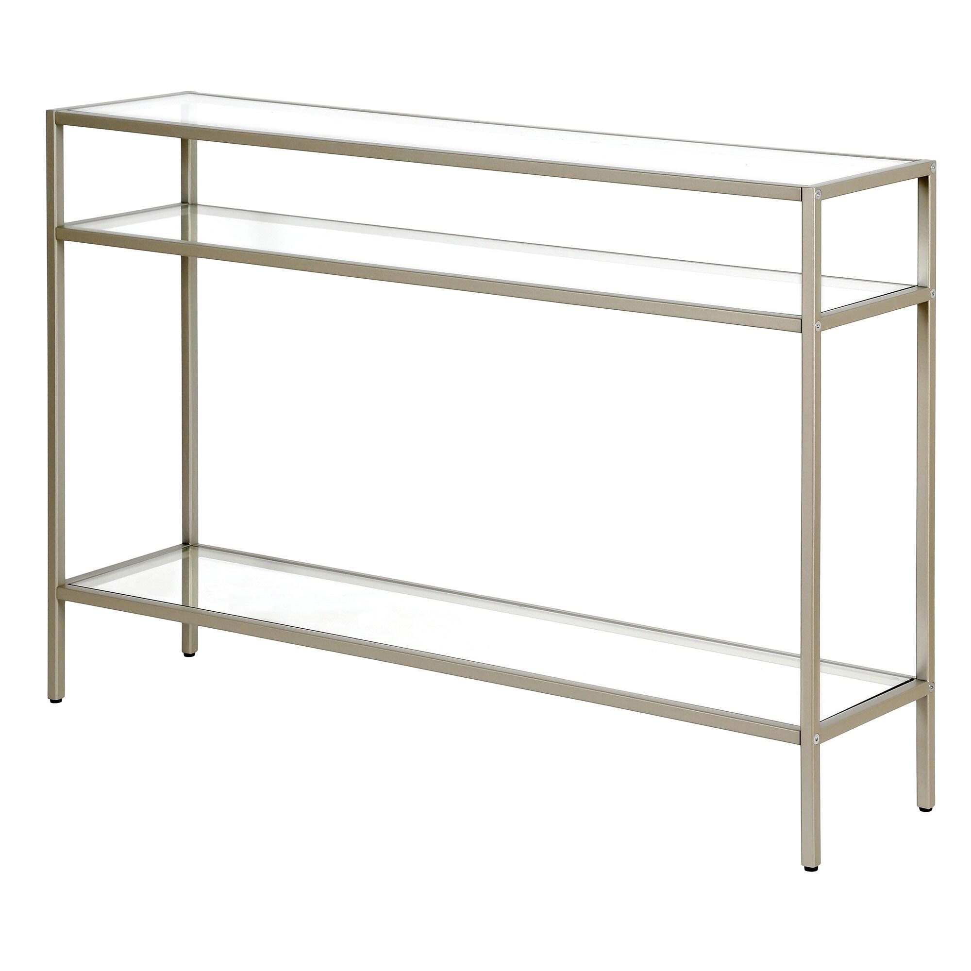 Evelyn&Zoe Siviline 42" Wide Rectangular Console Table, Satin Nickel