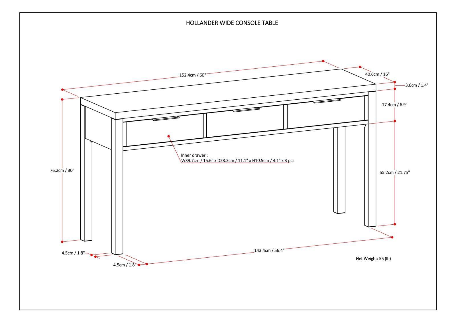 Simpli Home Hollander Console Table in Walnut Brown