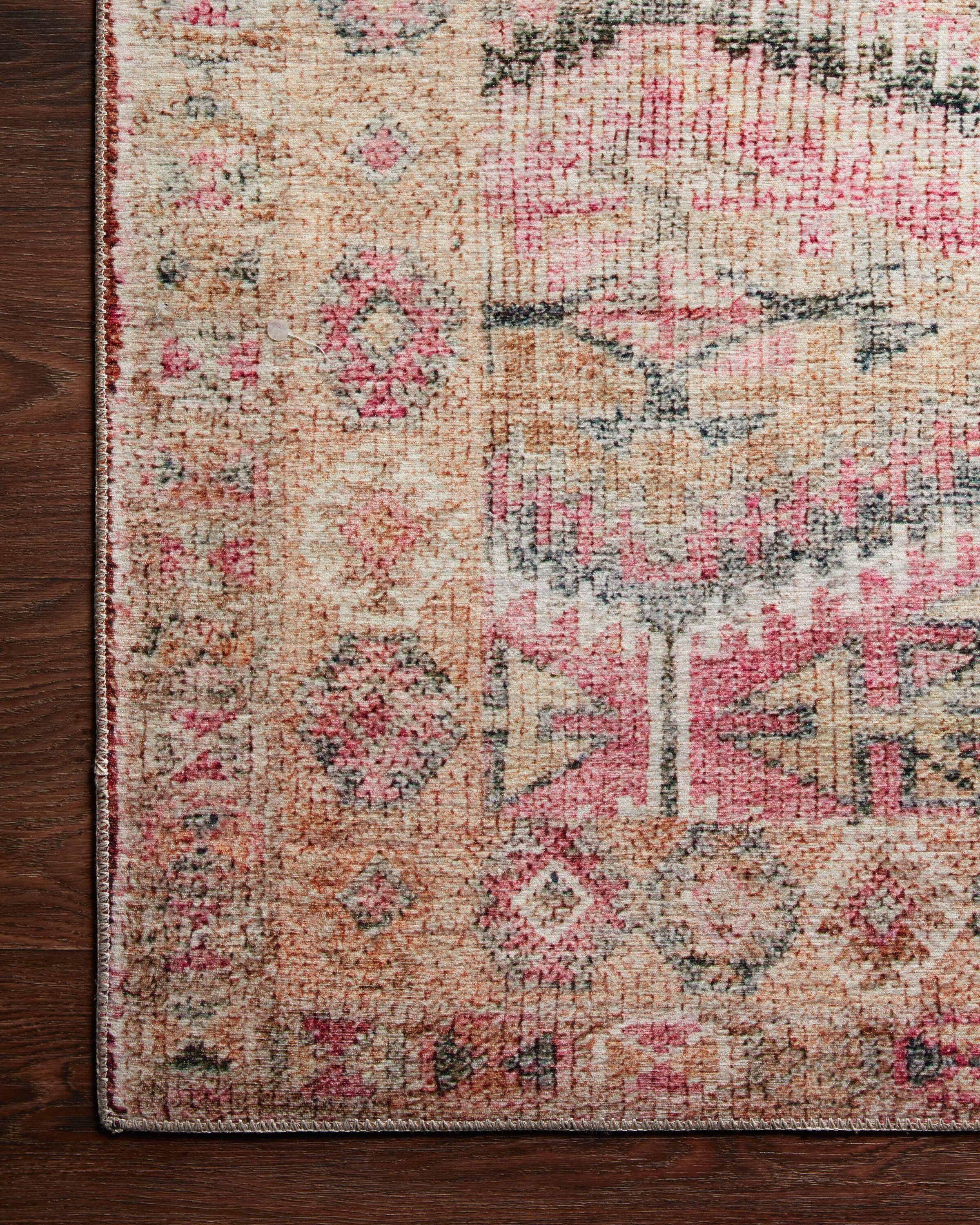 Layla Pink and Lagoon Vintage Distressed 9' x 12' Area Rug