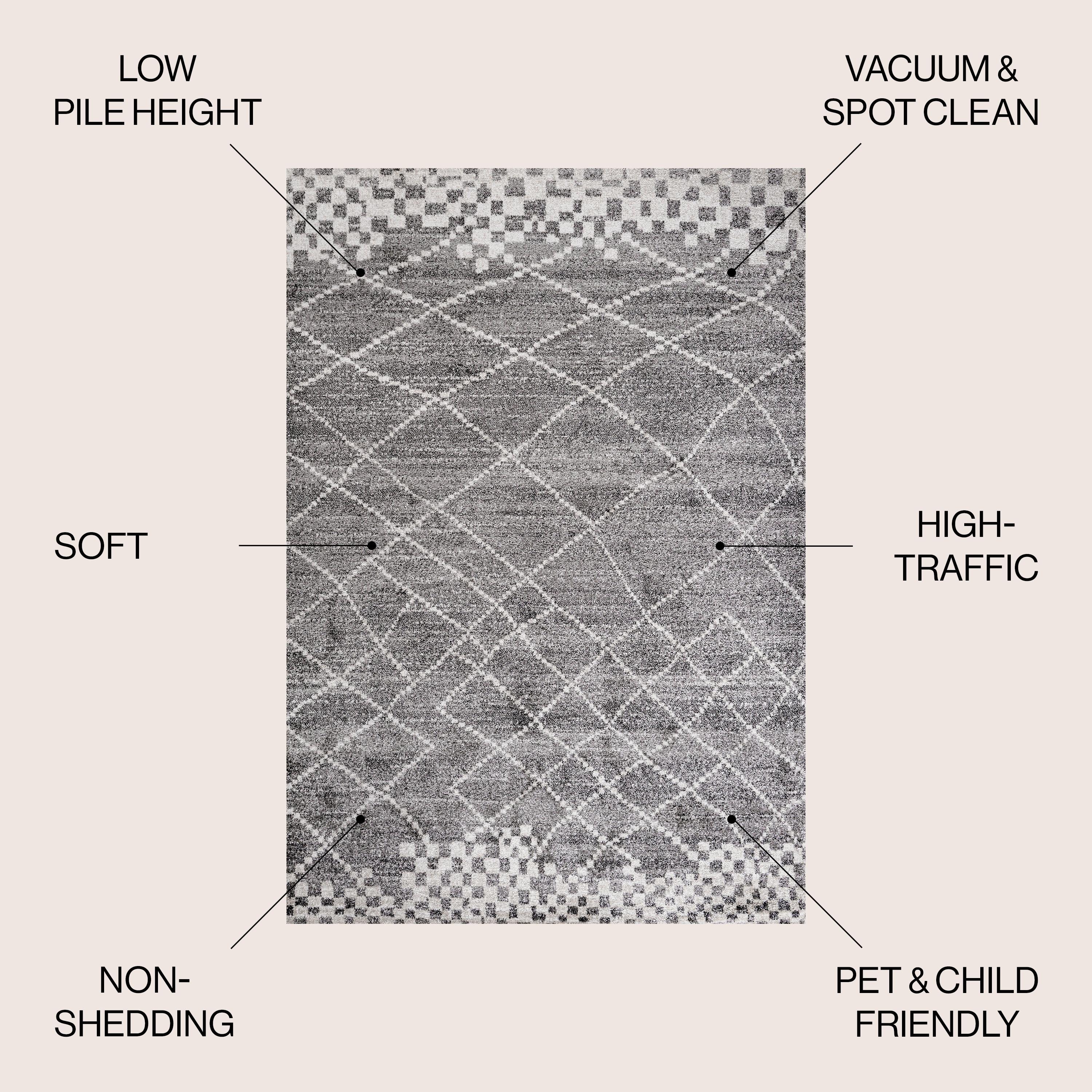 4'x6' Asilah Moroccan Modern Diamond Area Rug, Gray - JONATHAN Y