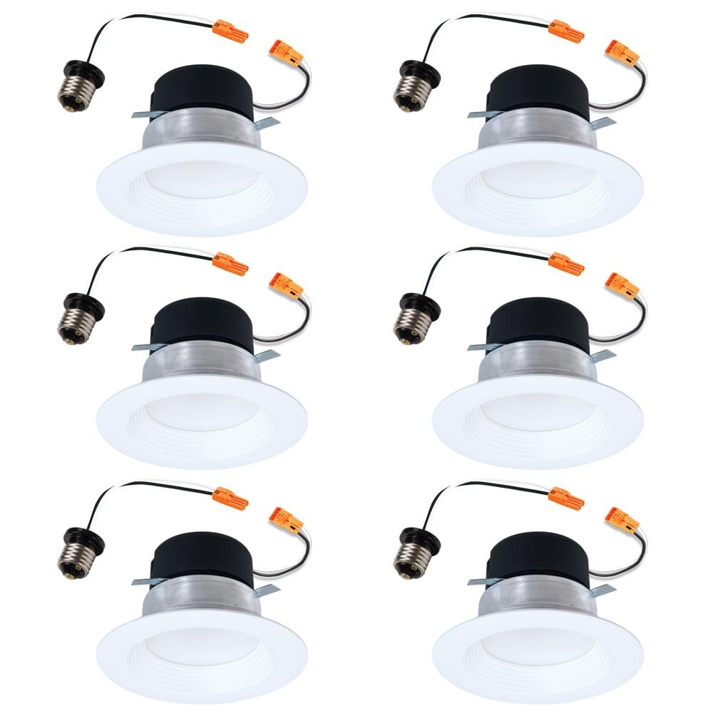 HALO LT 4 in. LED Recessed Light Retrofit with Baffle Trim, Selectable 5CCT, IC Rated, Dimmable, White, 6-Pack