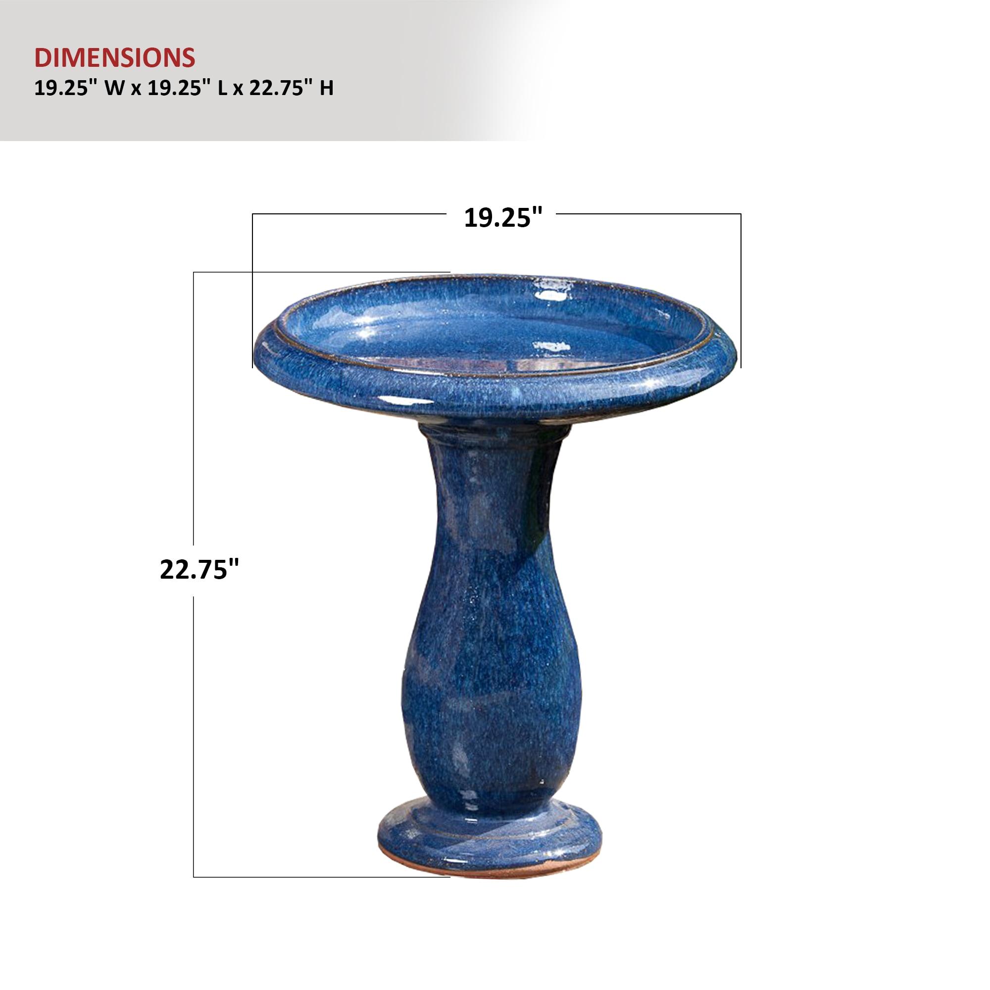 Alfresco Home 38-8611 22.75-Inches H Snow Blue Ceramic Birdbath bowl