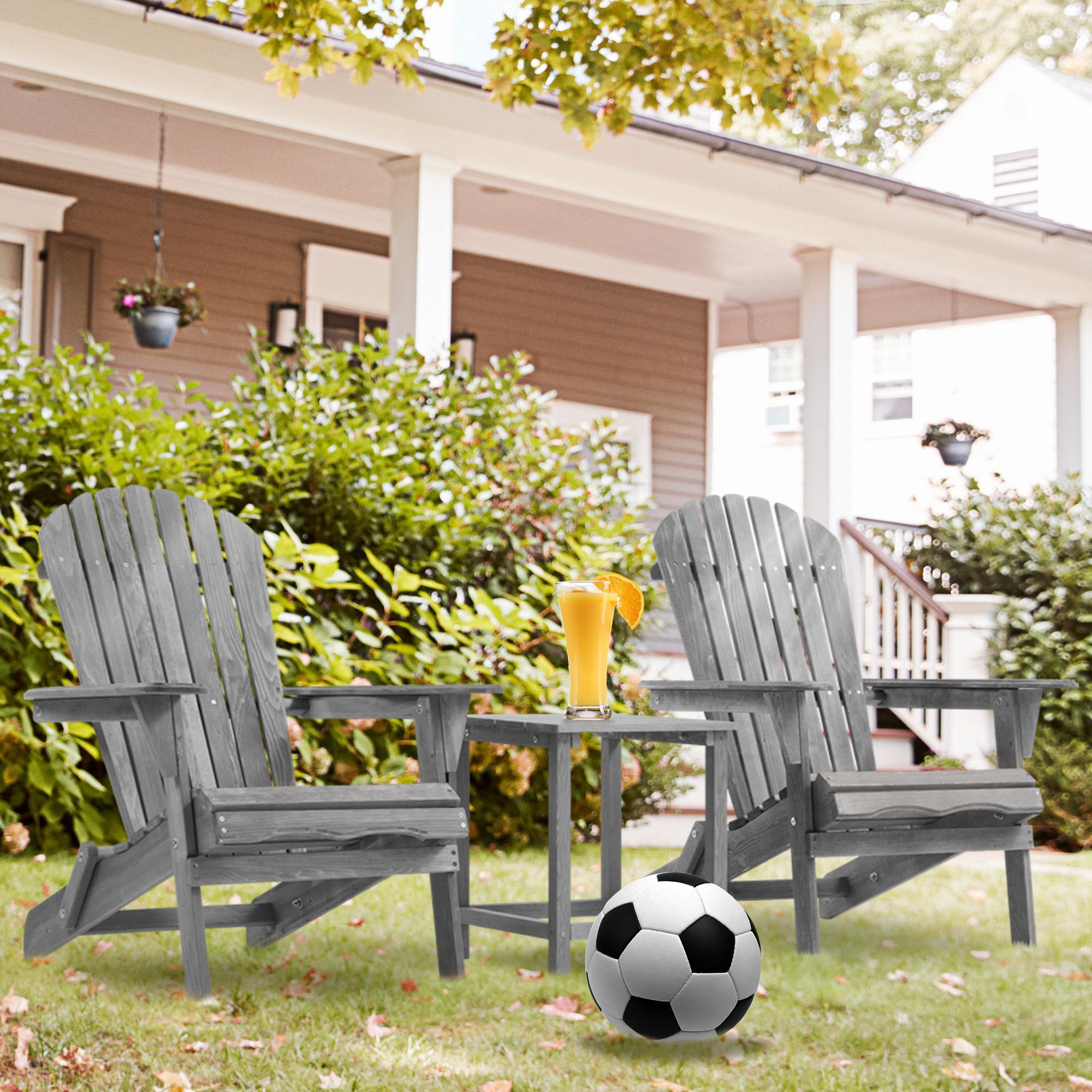 Triple Tree Wood Adirondack Folding Chairs - Set of 2, Gray