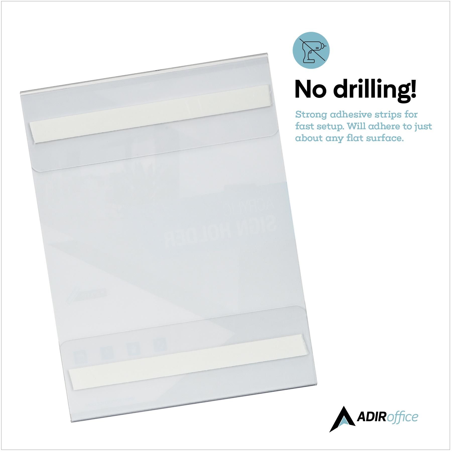 AdirOffice Clear Wall Mount Side-Loading Acrylic Sign Holder (Set of 12)