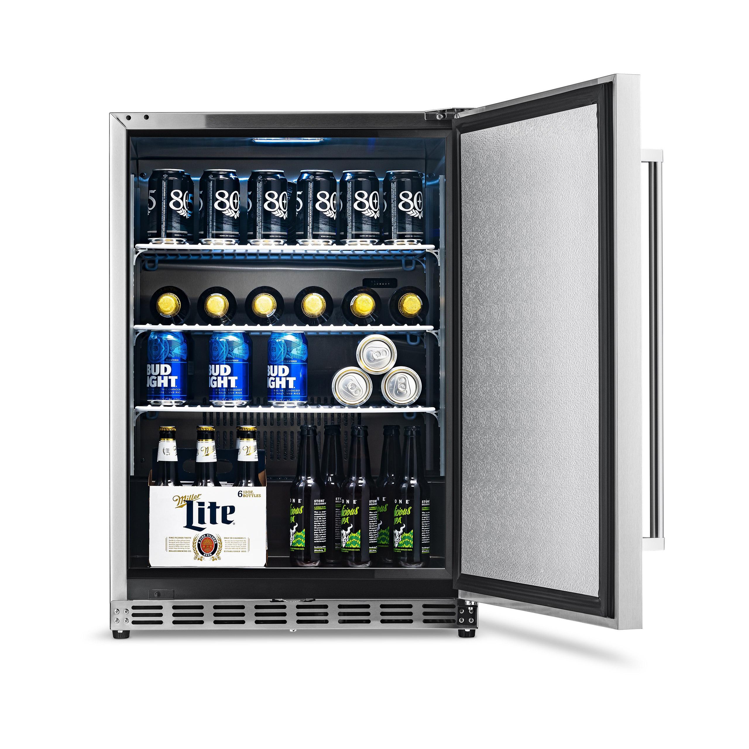Newair 24" 5.3 Cu. Ft. Commercial Stainless Steel Built-in Beverage Refrigerator, Steel Interior, Weatherproof and Outdoor Rated, ENERGY STAR