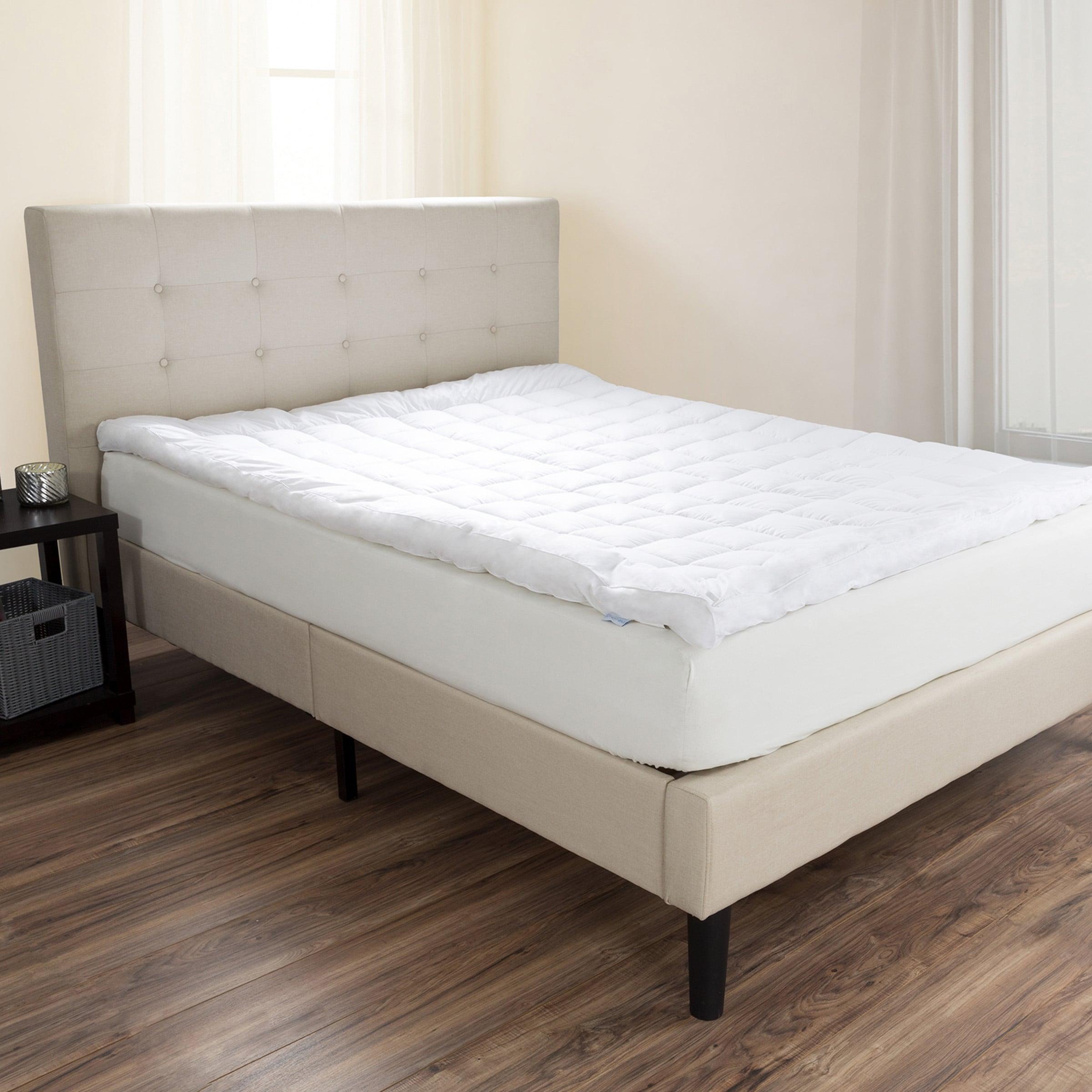Hastings Home Queen 3" Down Alternative Filled Pillow-Top Mattress Topper - White
