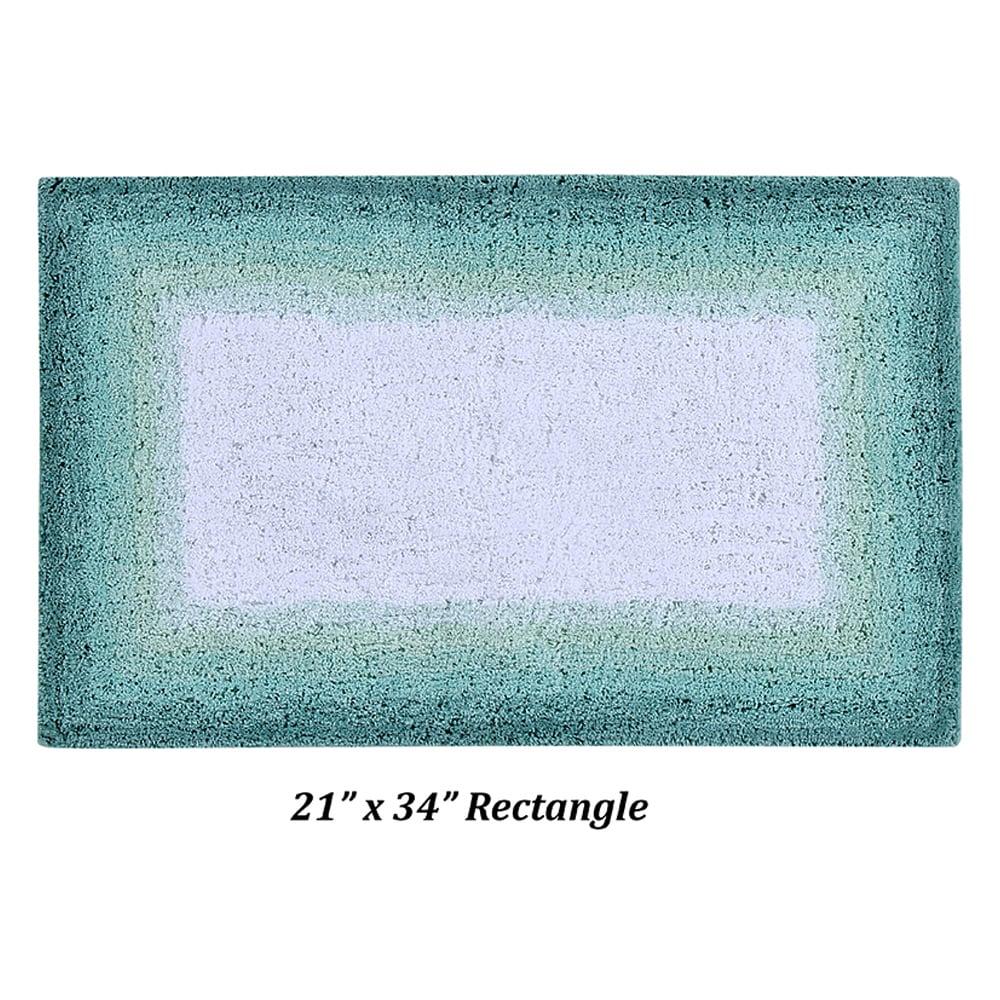 21"x34" Torrent Collection 100% Cotton Bath Rug Turquoise - Better Trends: Machine Washable, Tufted, Spray Latex Backing