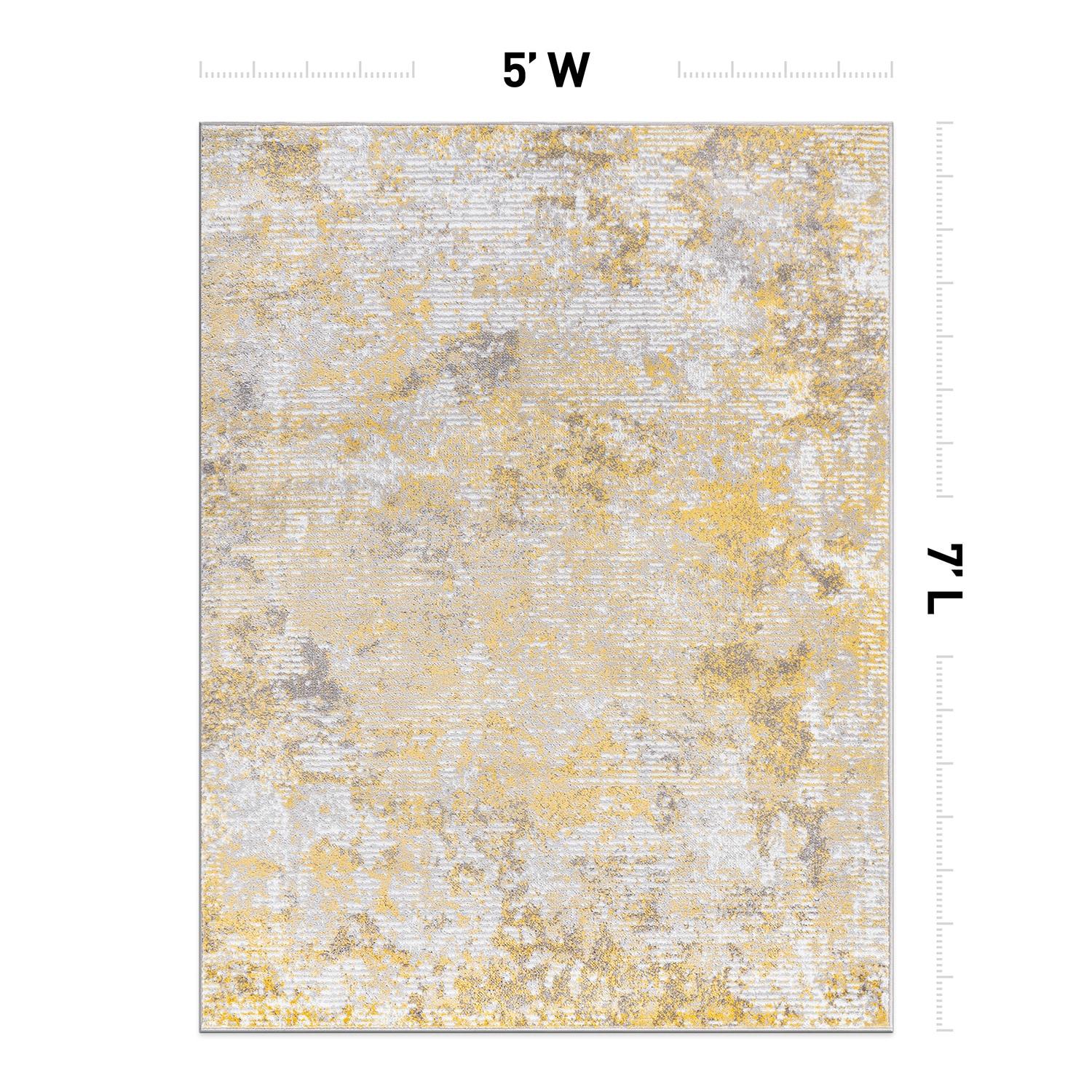 World Rug Gallery Modern Abstract Whispers Area Rug - YELLOW 5'x7'