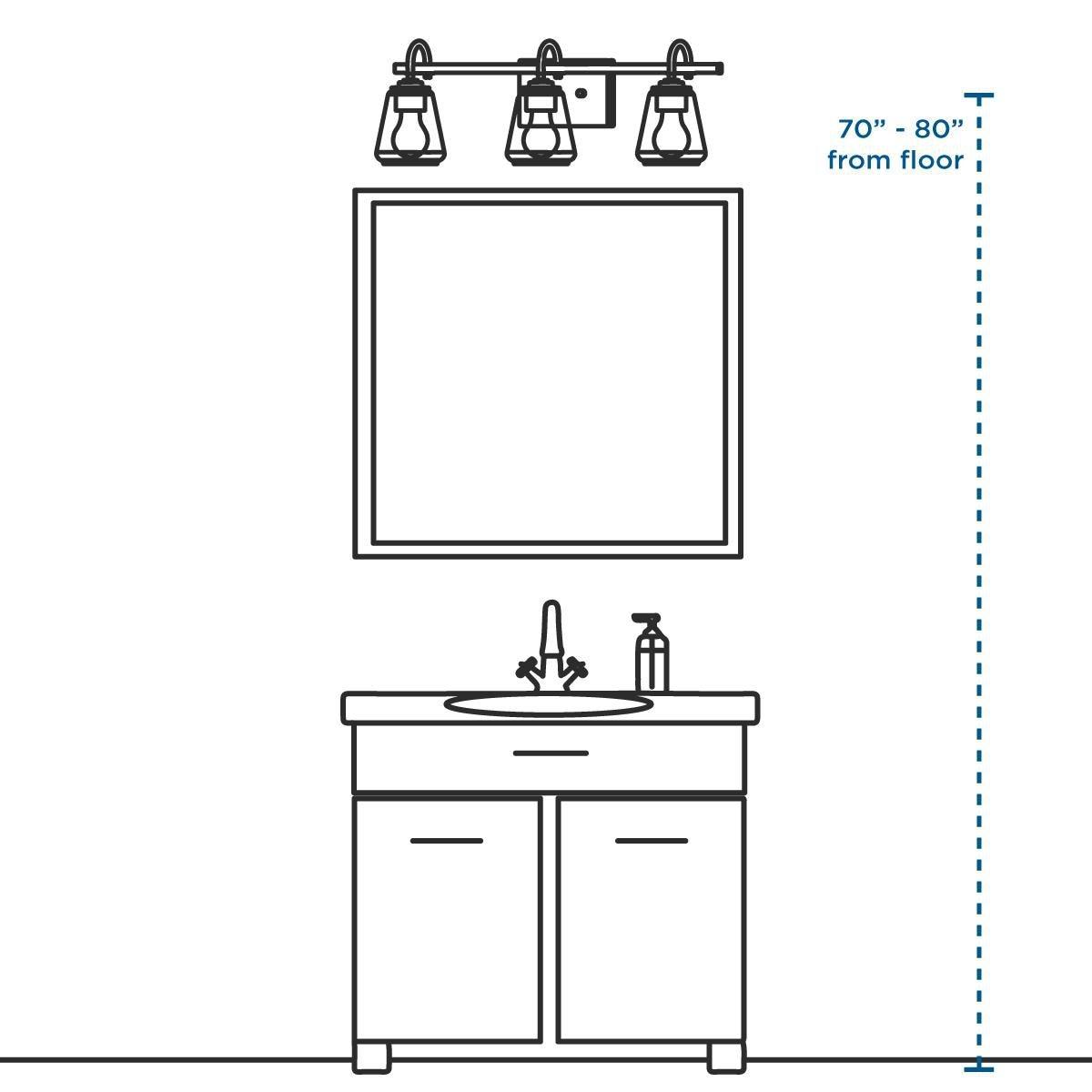 Progress Lighting Conway 3-Light Bath Vanity Light, Steel, Matte Black, Clear Seeded Glass Shade