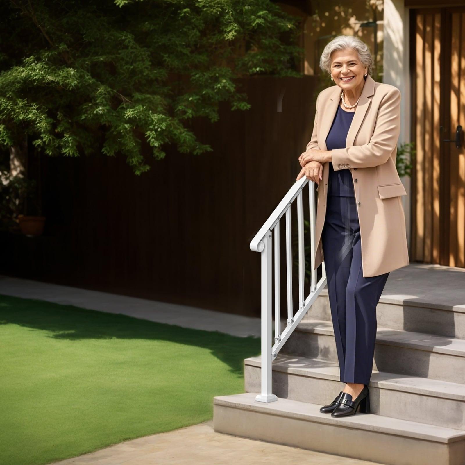 VEVOR Hand Rails for Outdoor Steps, Wrought Iron Railing, Porch And Stair Railing Kit