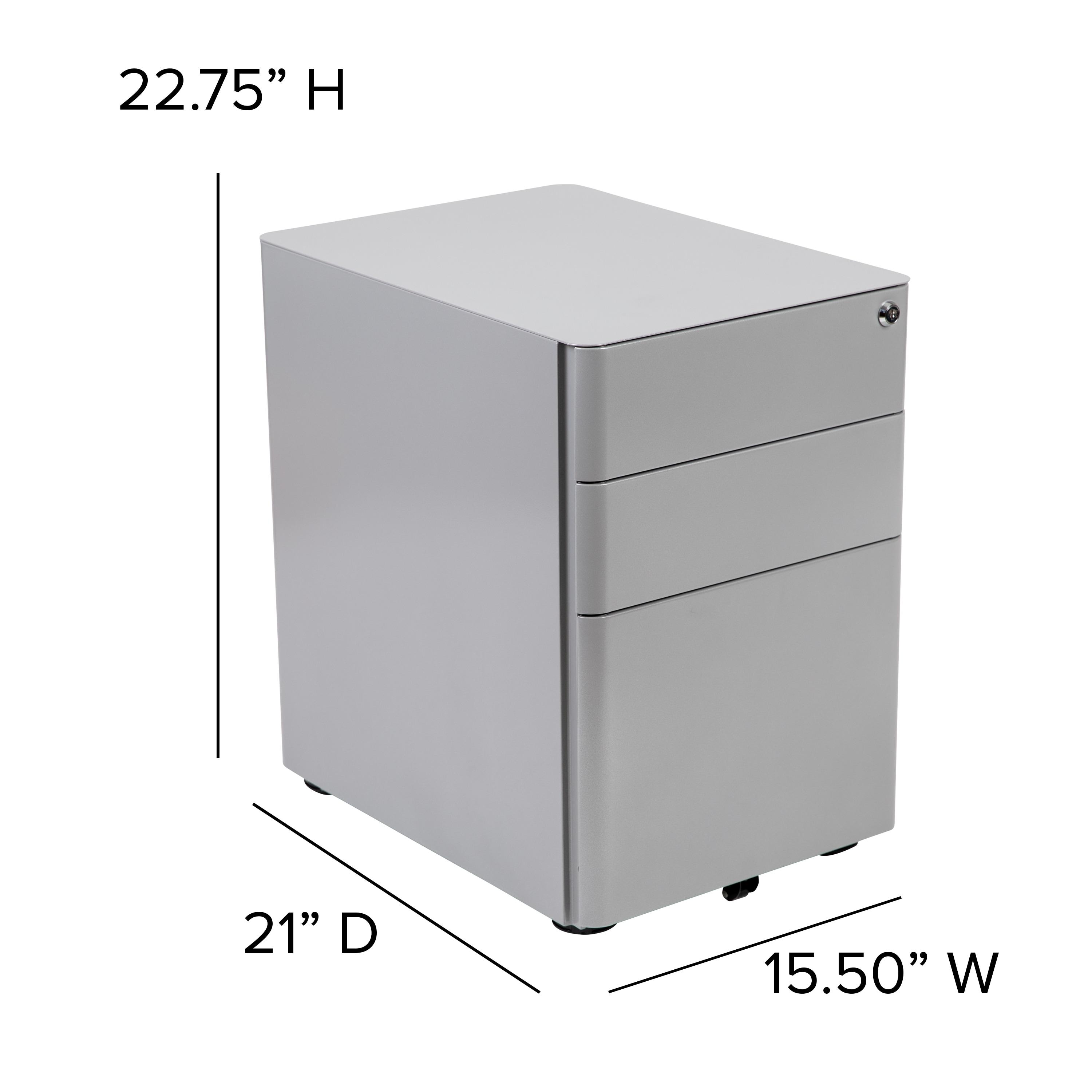 Flash Furniture Modern 3-Drawer Mobile Locking Filing Cabinet with Anti-Tilt Mechanism and Hanging Drawer for Legal & Letter Files, Gray