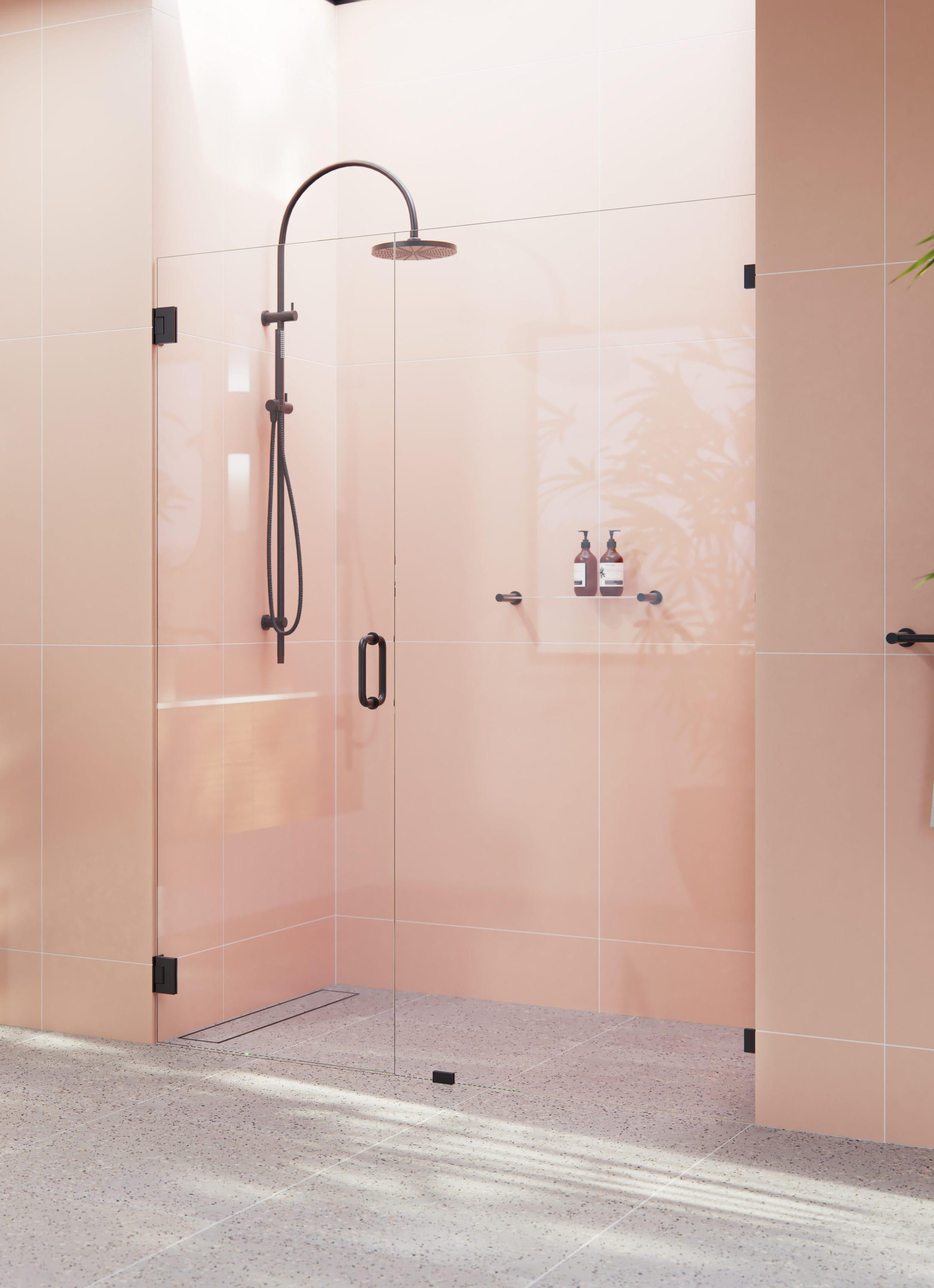 Illume 57.5 in. x 78 in. Fully Frameless Wall Hinge Shower Door