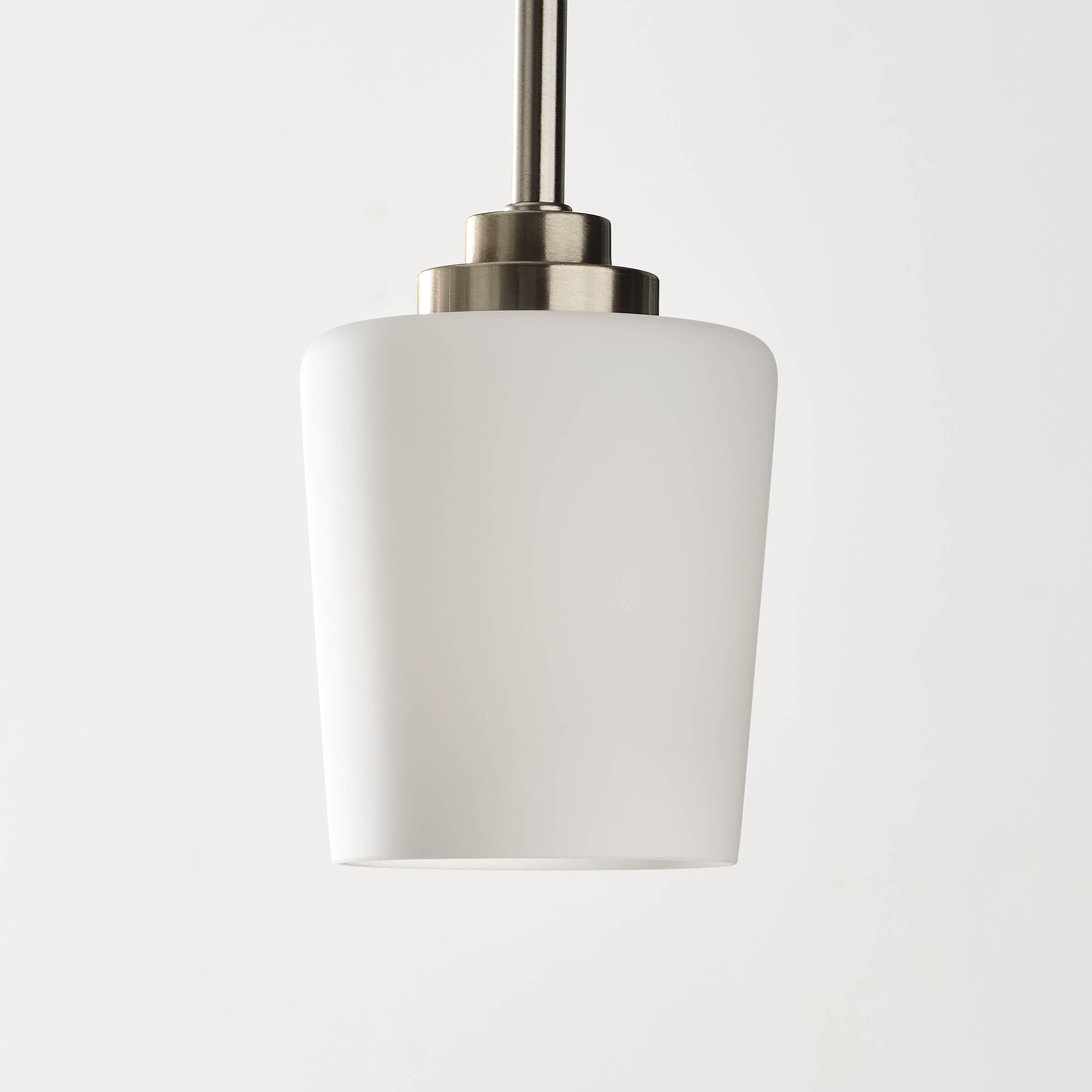 Windom Transitional Mini-Pendant in Brushed Nickel with Etched Opal Glass