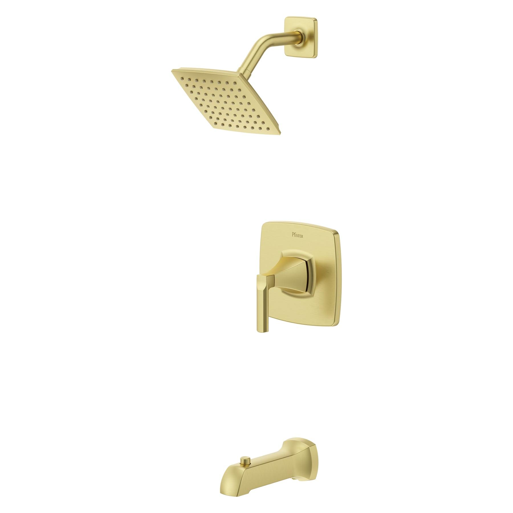 Vaneri Brushed Gold Square Wall Mounted Bathtub and Shower Faucet