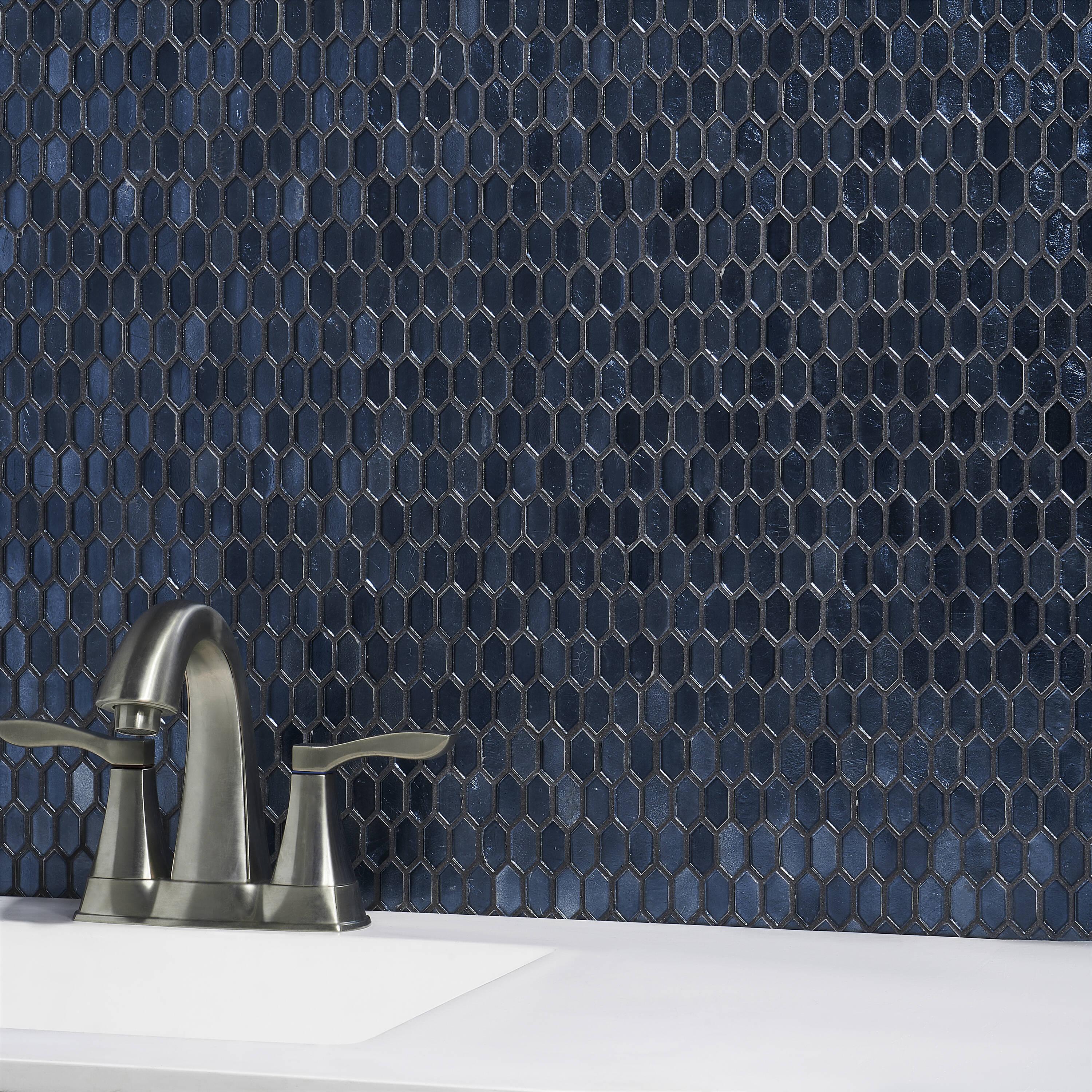 Whisper 11.61" x 11.73" Polished Mini Picket Glass Mosaic Wall Tile (0.94 Sq. Ft. / each)