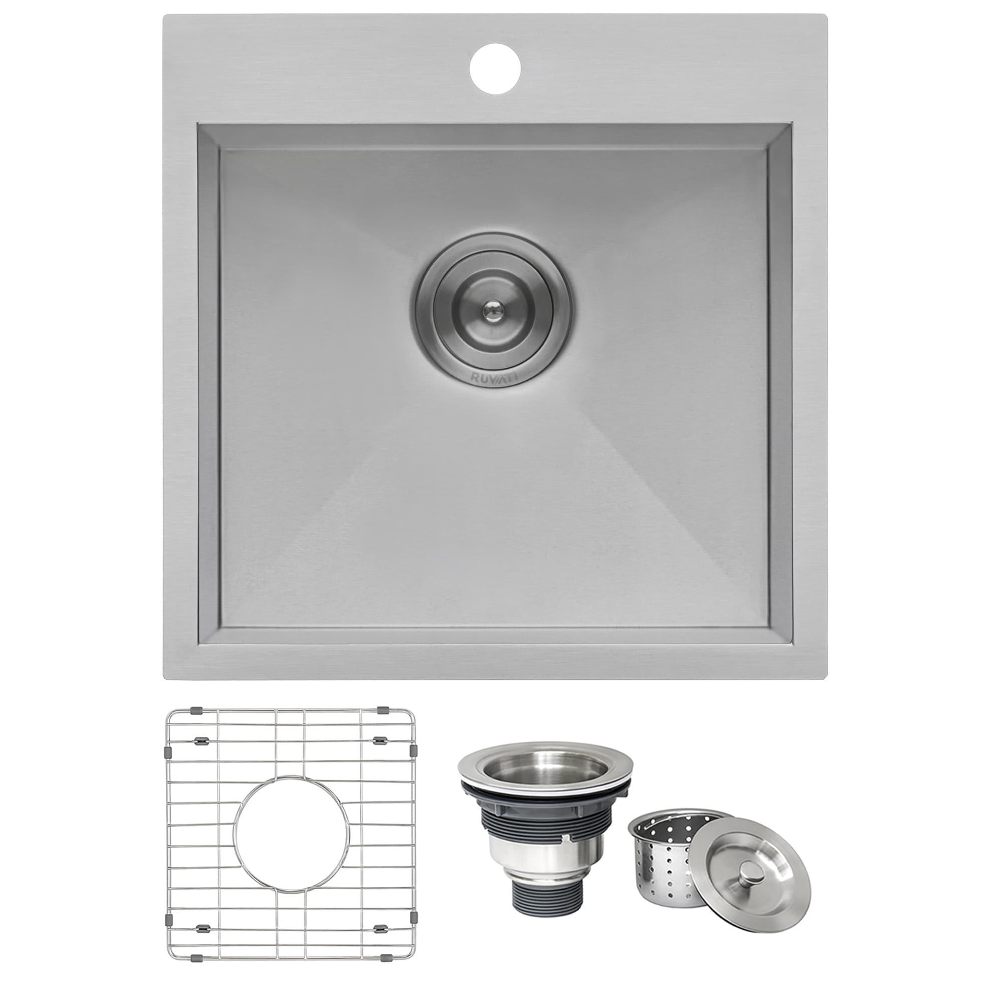 Ruvati Drop-in Topmount Bar Prep Sink 16 Gauge Stainless Steel Single Bowl