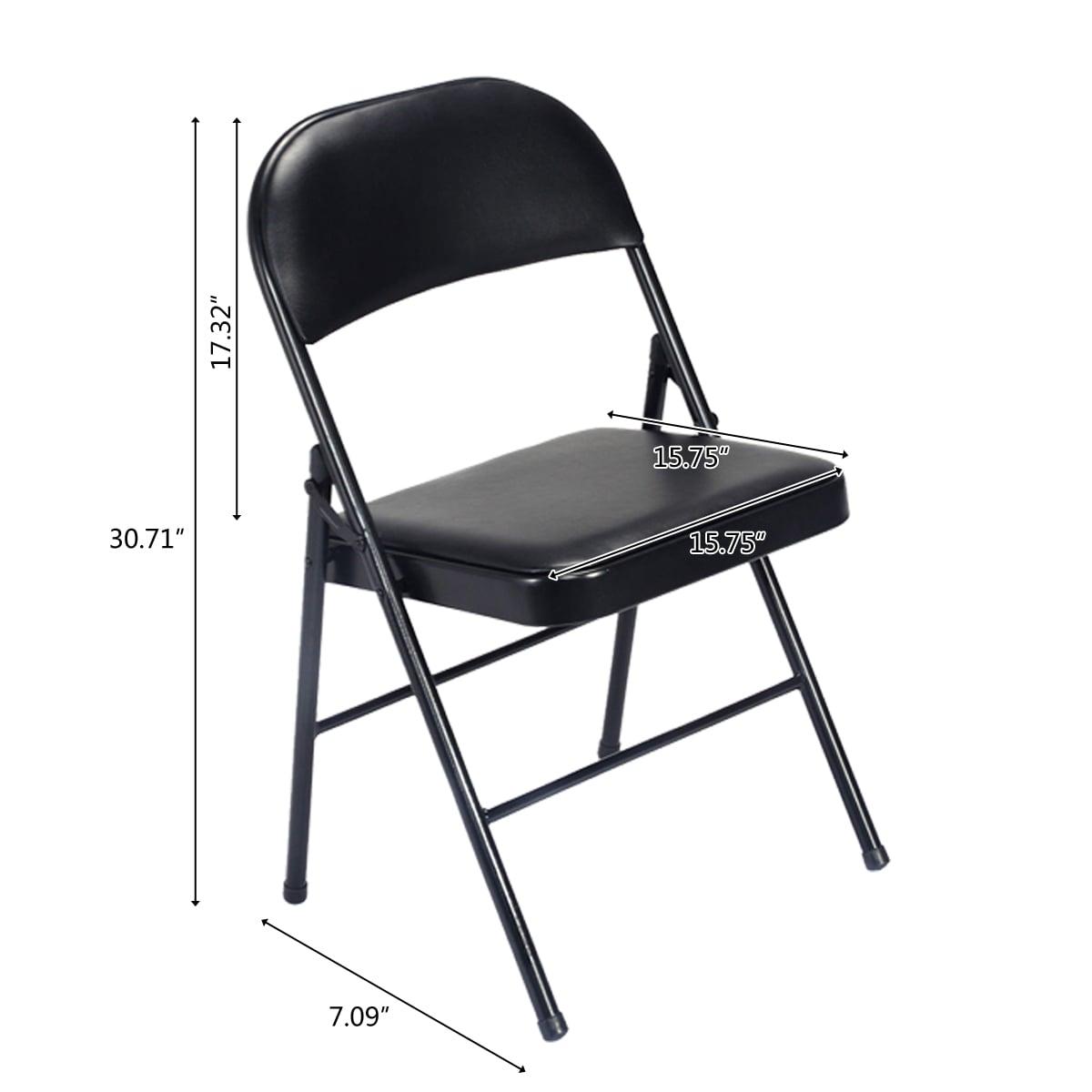 Karl home 4 Pack Black Folding Chairs with Padded Seats for Outdoor & Indoor, Portable Stackable Commercial Seat with Steel Frame for Events Office Wedding Party, 330lbs Capacity