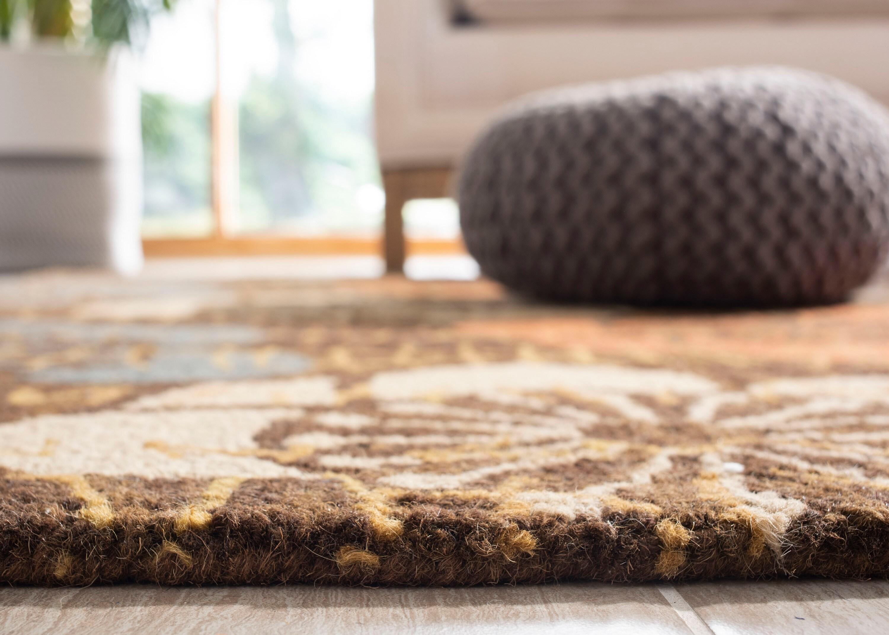 SAFAVIEH Blossom Heidi Floral Flowers Wool Area Rug, Brown/Multi, 2'6" x 4'