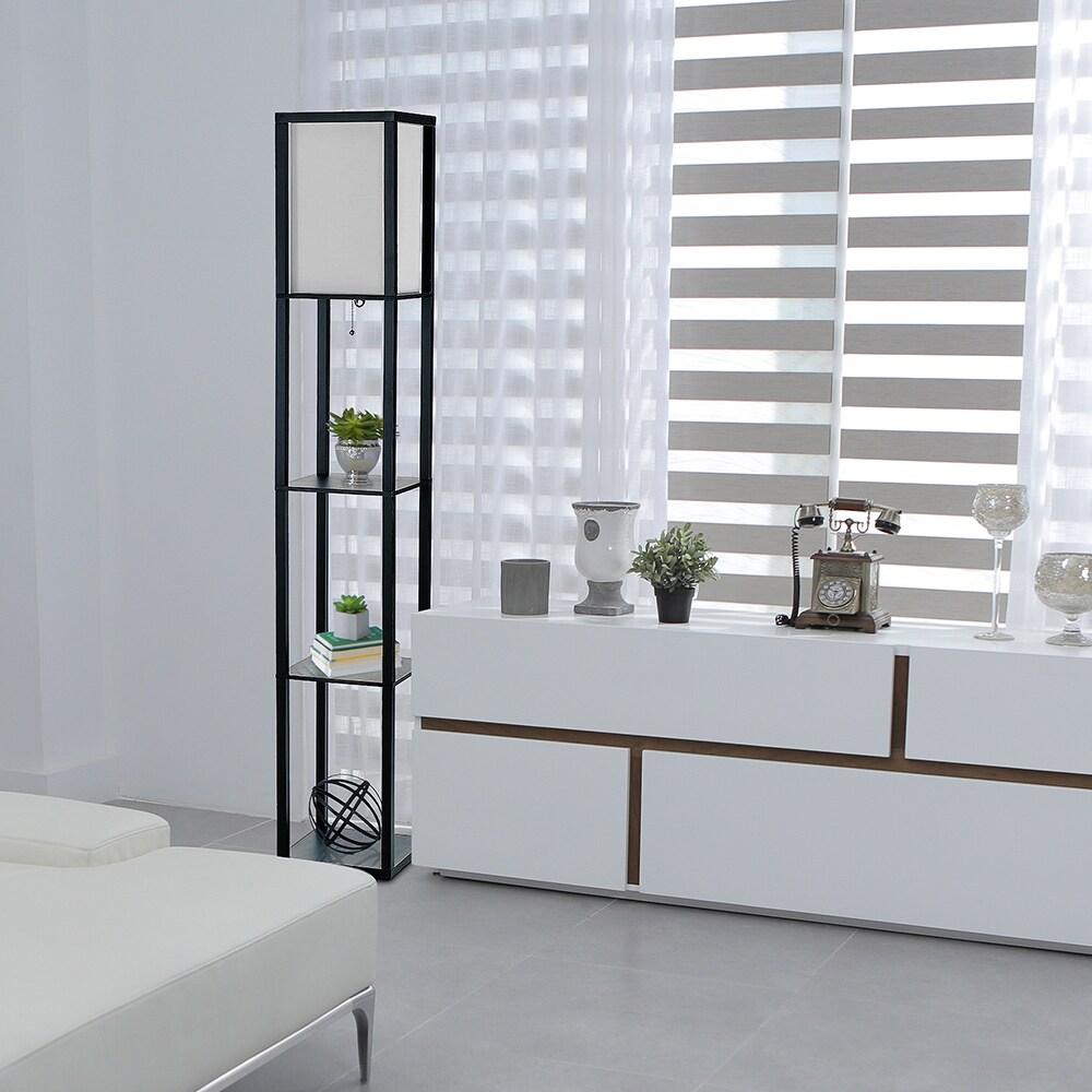 Simple Designs 62.5" Three Shelf Etagere Organizer Storage Floor Lamp