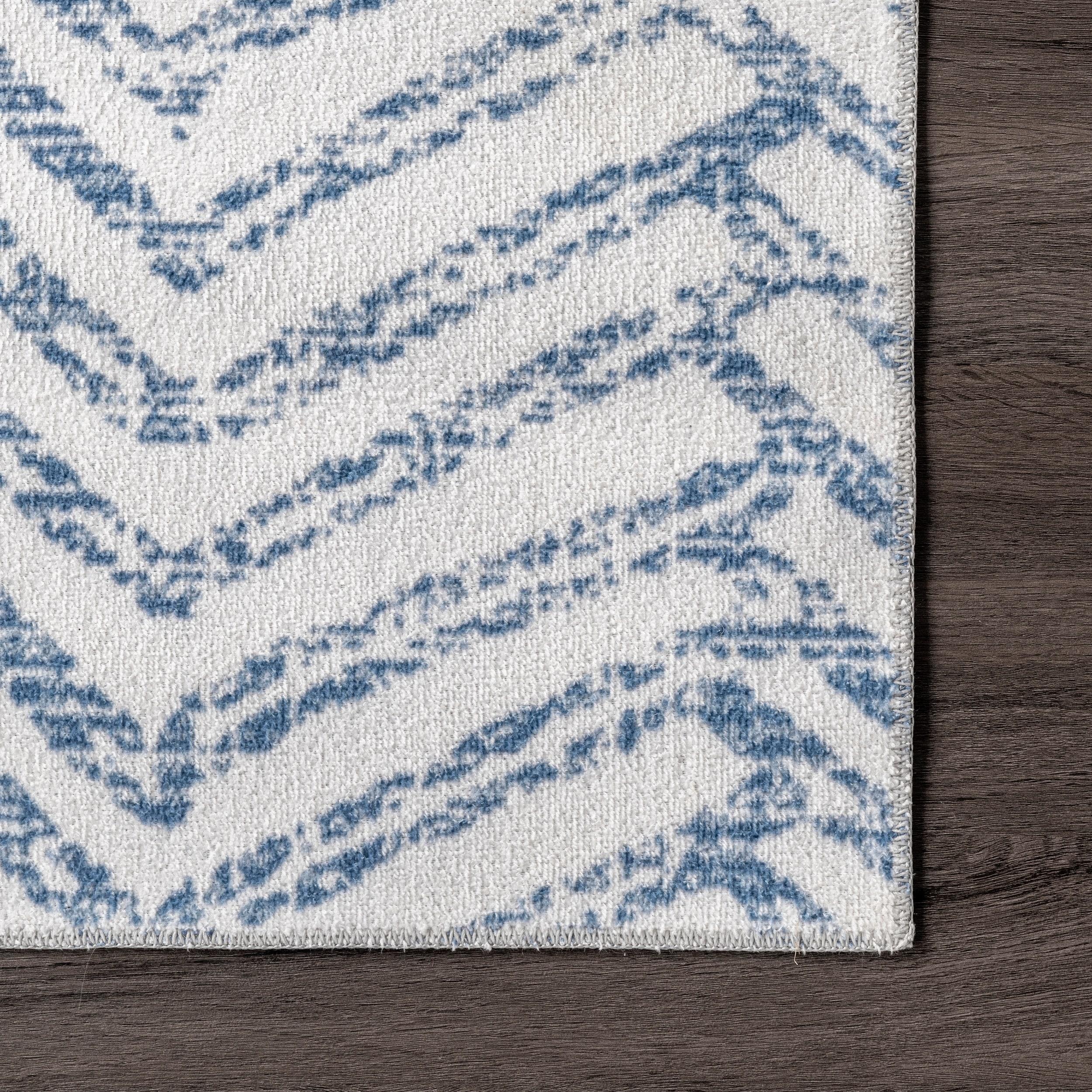 nuLOOM Rosanne Machine Washable Geometric Area Rug, 2' 6" x 8', Blue