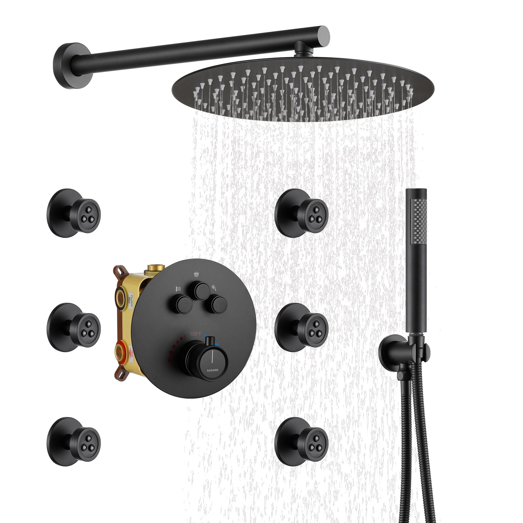 Thermostatic Rainfall Shower System with Rough in-Valve and Shower Body Spray