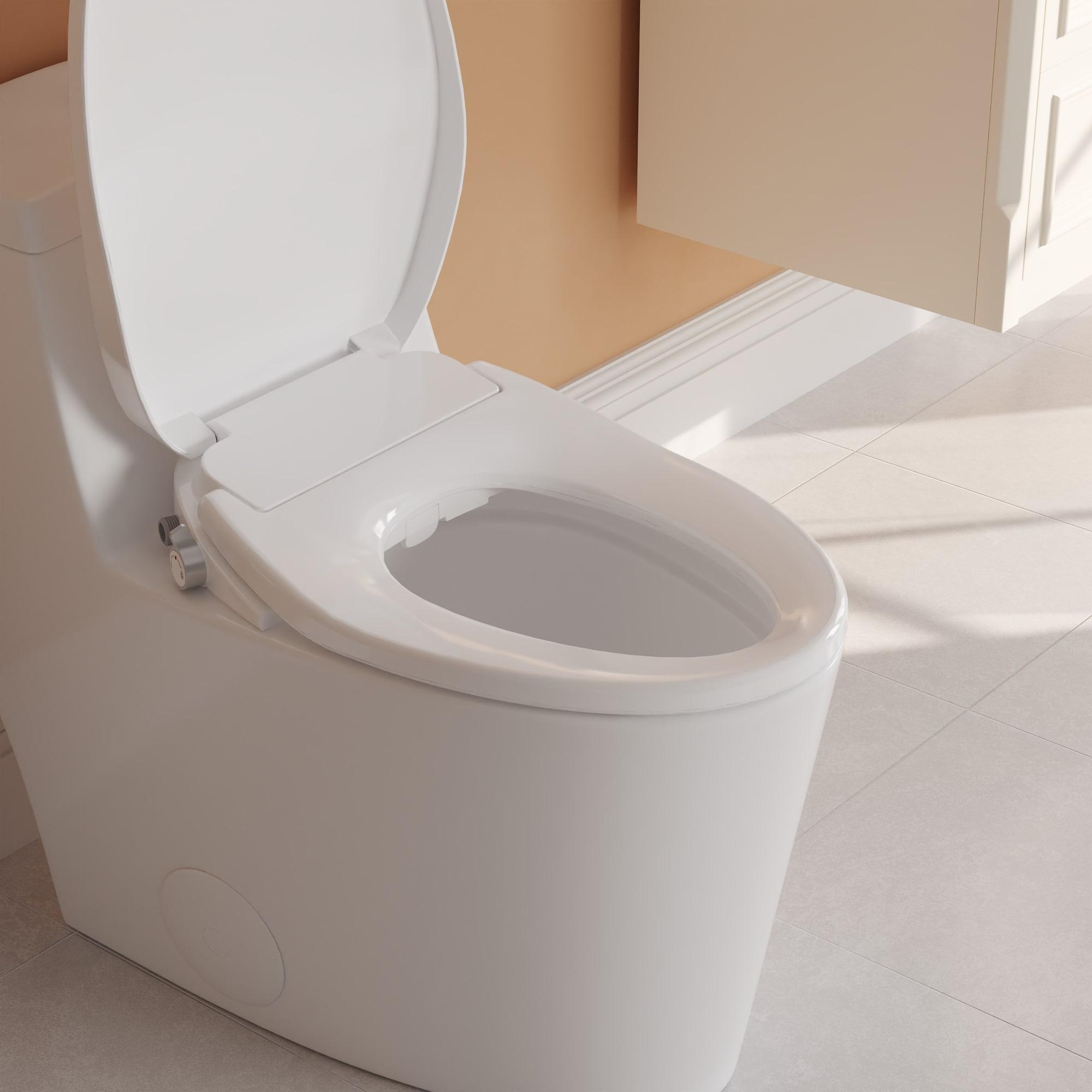 Electric Quiet Close Bidet Seat for Elongated Toilets in White