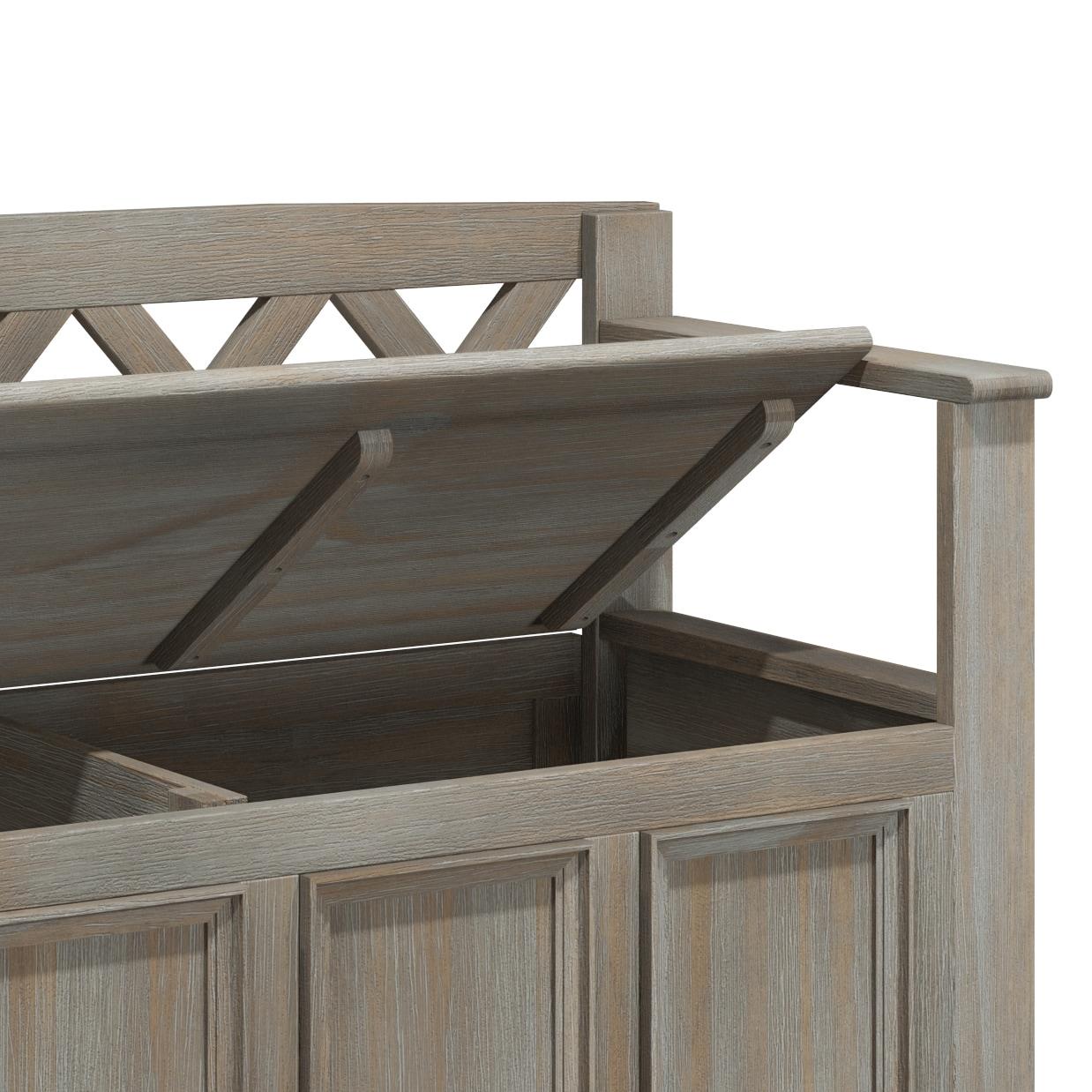 Simpli Home Amherst Solid Wood Entryway Storage Bench in Gray