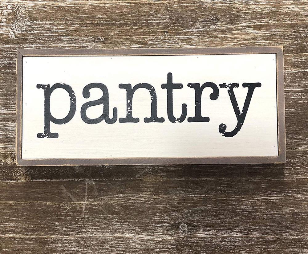 Parisloft Pantry Rustic Wood Block Sign, Small Farmhouse Tabletop Decor for Kitchen