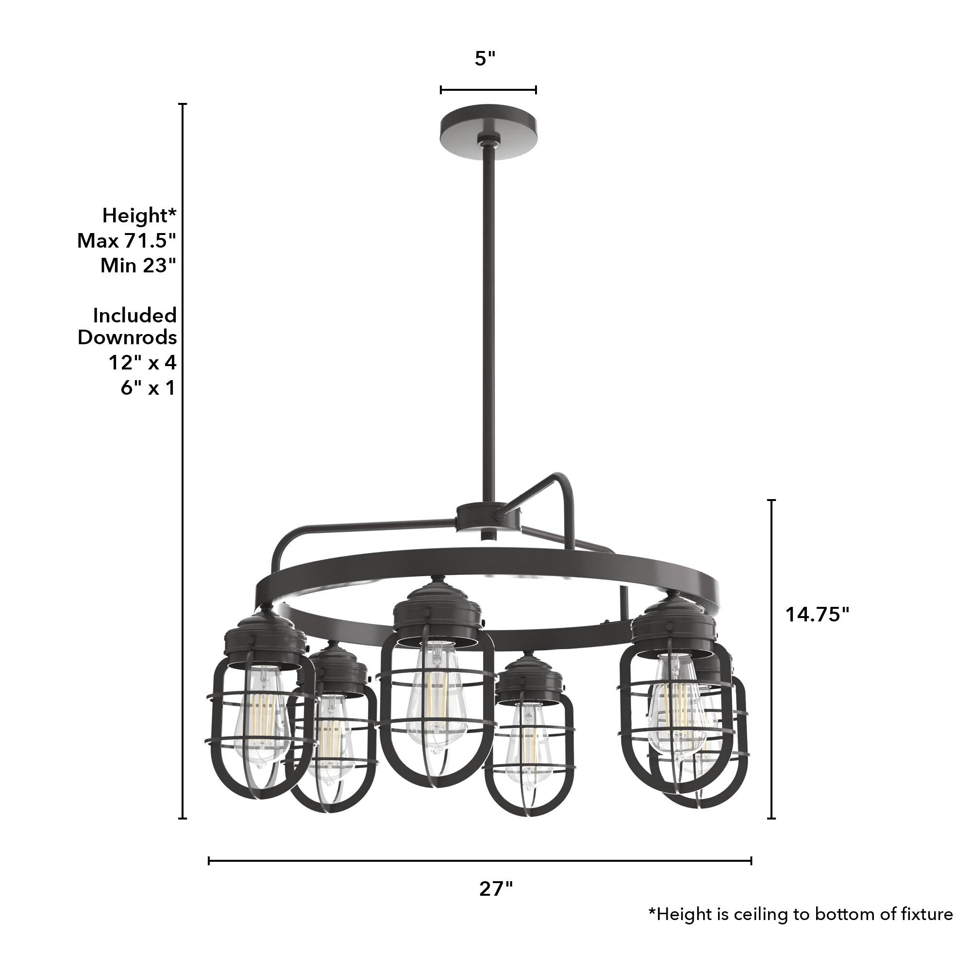 Starklake 6 - Light Unique / Statement Wagon Wheel Chandelier