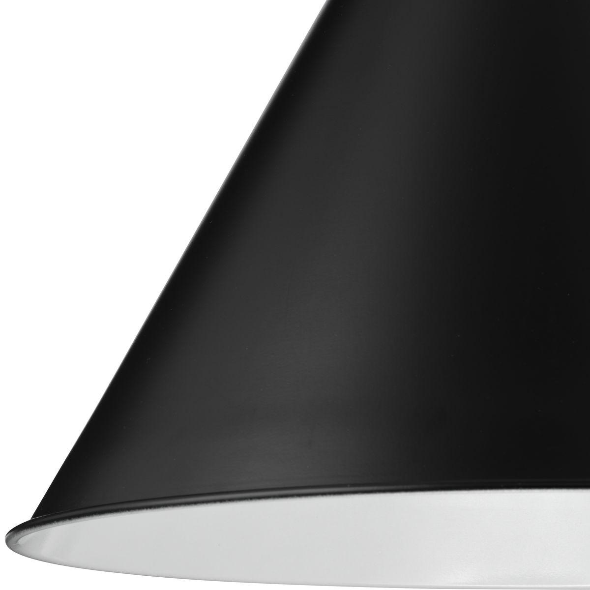 Progress Lighting Hinton 1-Light Pendant, Matte Black, Cone Shade