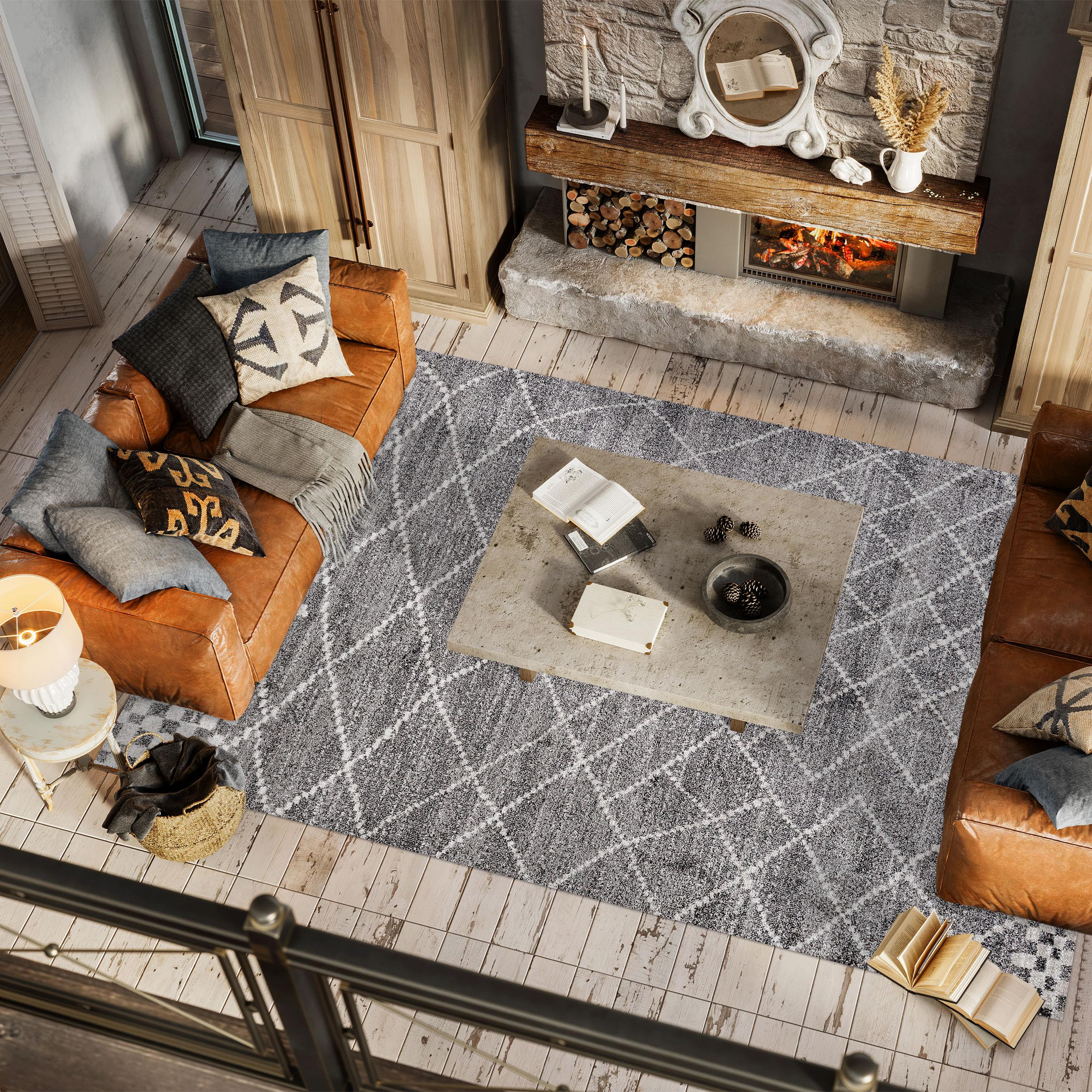 4'x6' Asilah Moroccan Modern Diamond Area Rug, Gray - JONATHAN Y