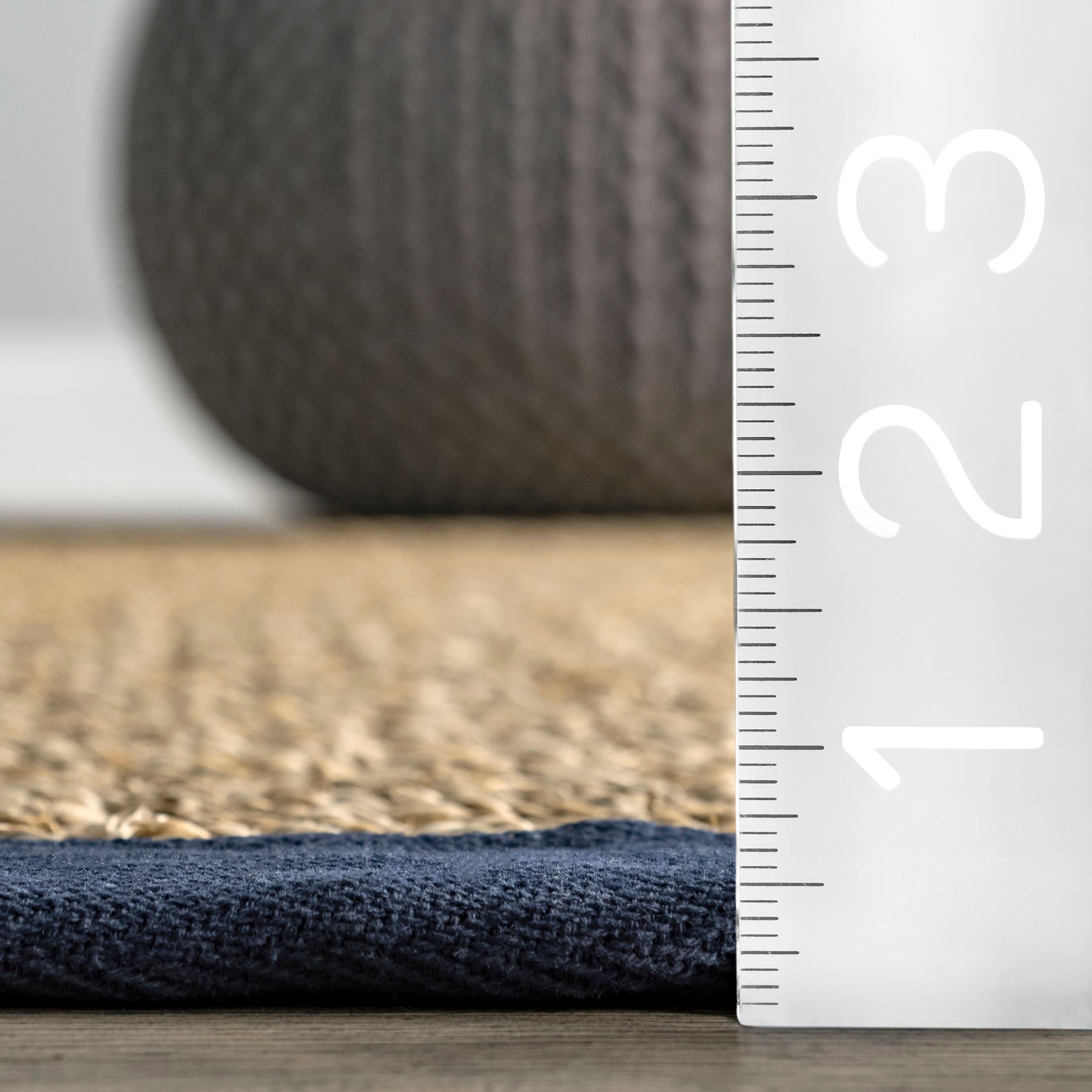 nuLOOM 3x5 Elijah Seagrass Area Rug, Navy, Solid Farmhouse Style, Cotton Bordered, Basketweave, Natural Fiber, For Bedroom, Dining Room, Living Room, Hallway, Office, Kitchen, Entryway