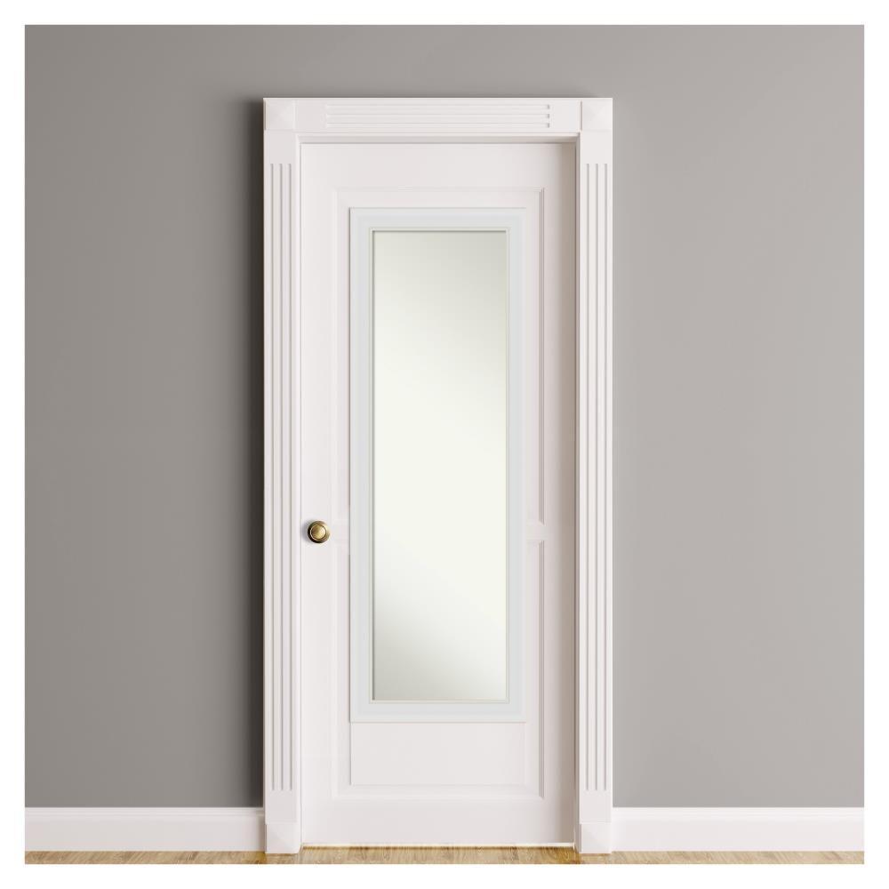 18" x 52" Flair Framed On the Door Mirror Soft White - Amanti Art: Modern Rectangle, Polystyrene Frame, No Assembly Required