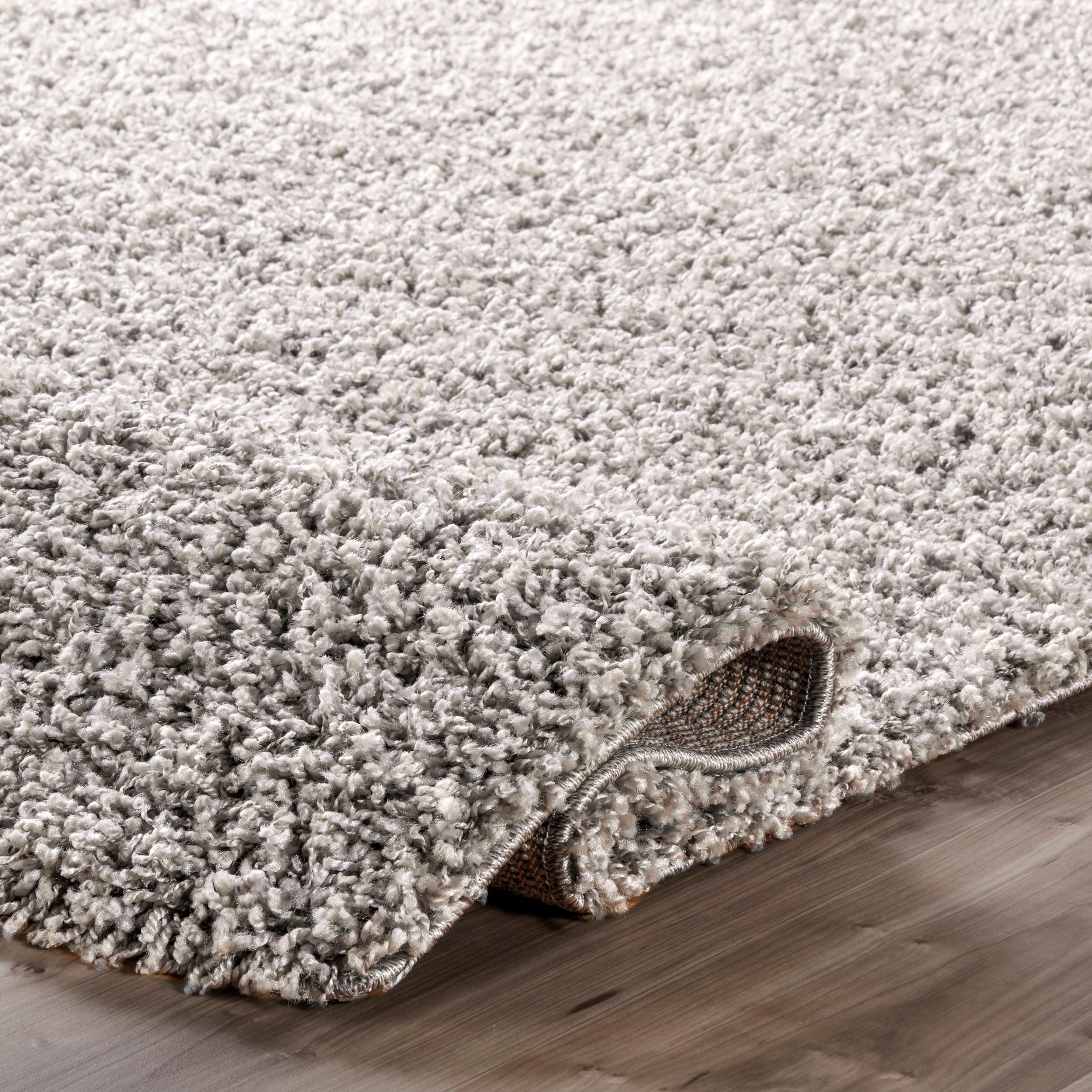 Luxurious Silver Shag Rectangular Area Rug - Synthetic, Easy Care