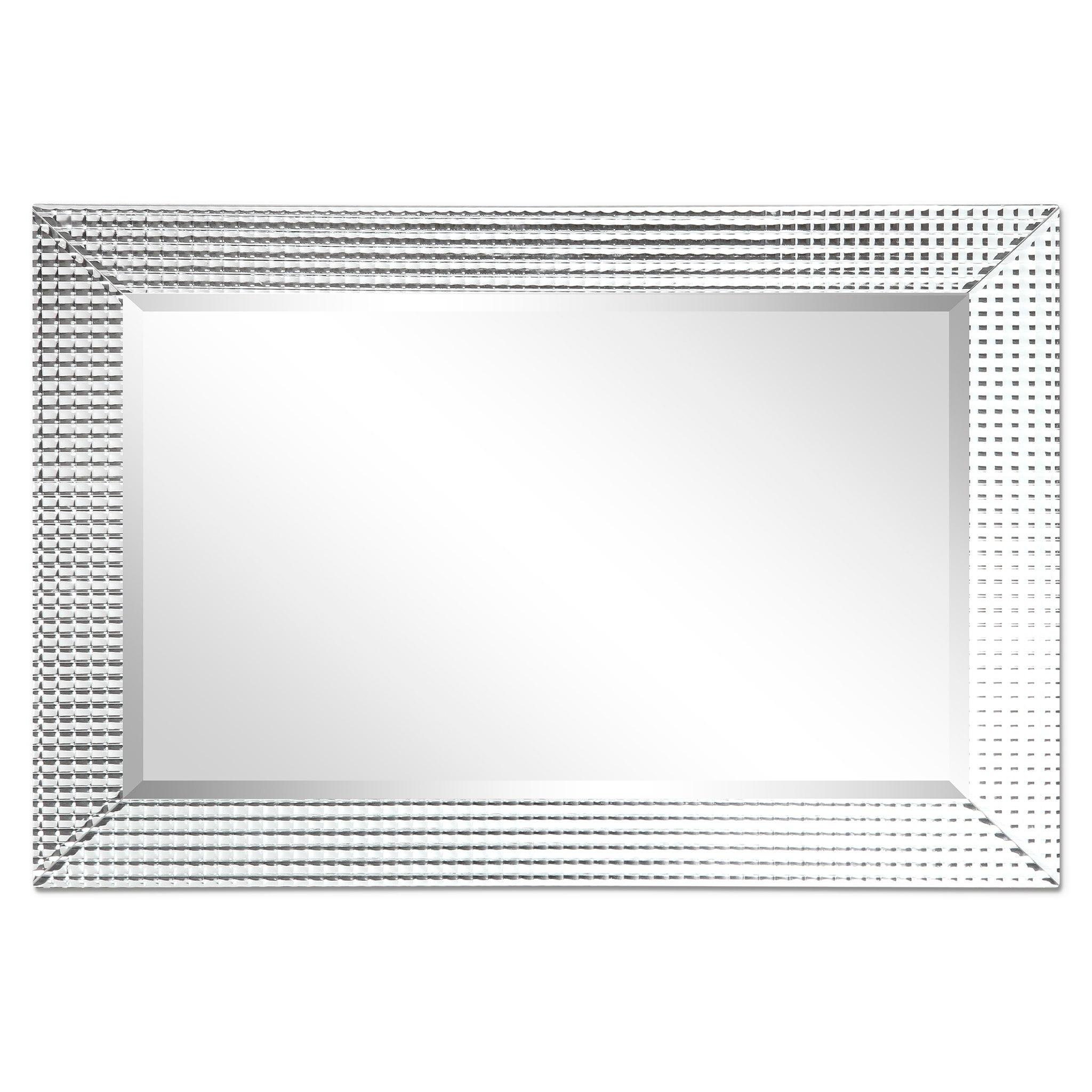 24 x 36 in. Solid Wood Frame Covered Wall Mirror with Beveled Prism Mirror Panels - 1 in. Beveled Edge