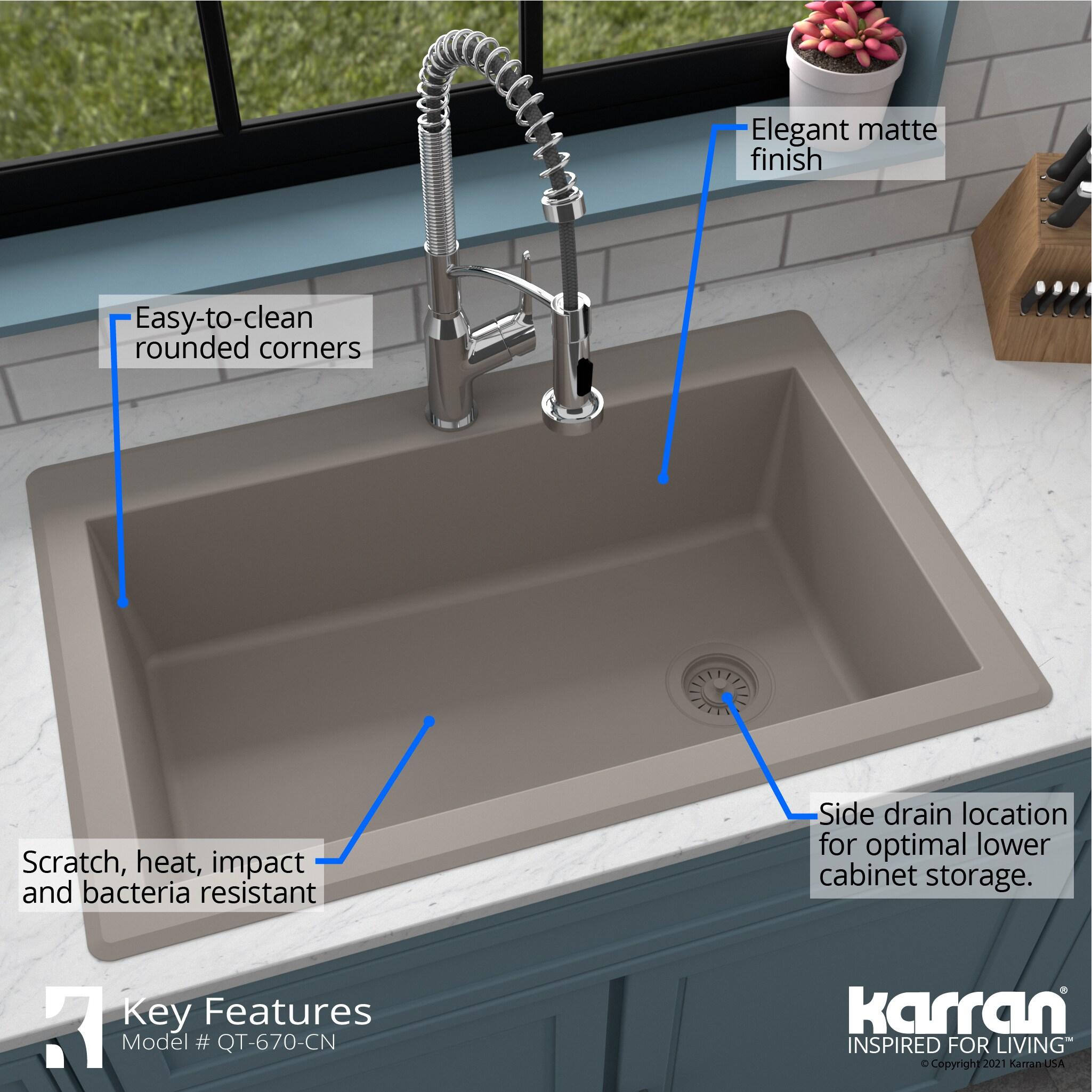 Karran Drop-in Quartz Composite 33'' X 22'' 1-Hole Single Bowl Kitchen Sink