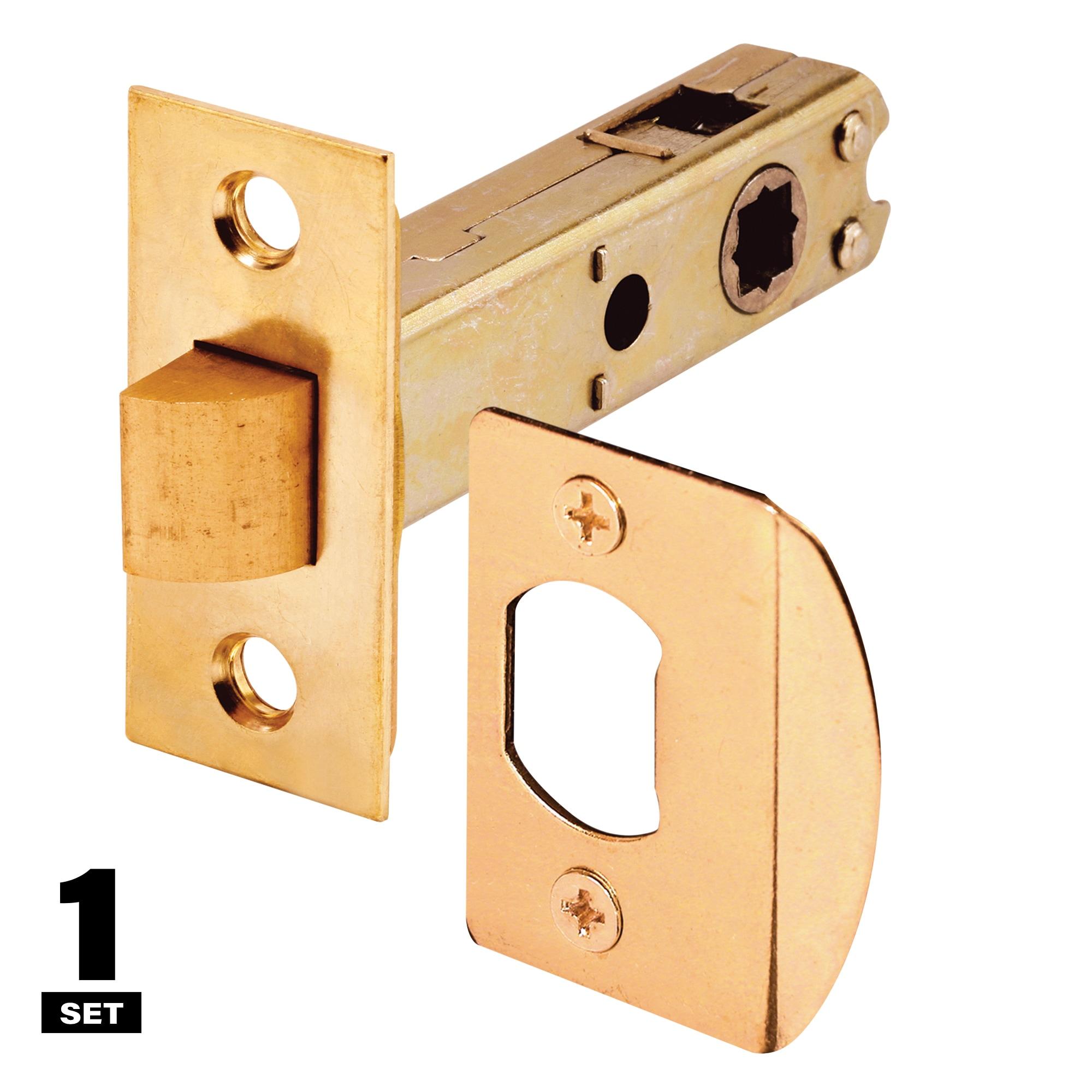 Passage Door Latch, 9/32 in. and 1/4 in. Square Drive, Steel, Brass Finish