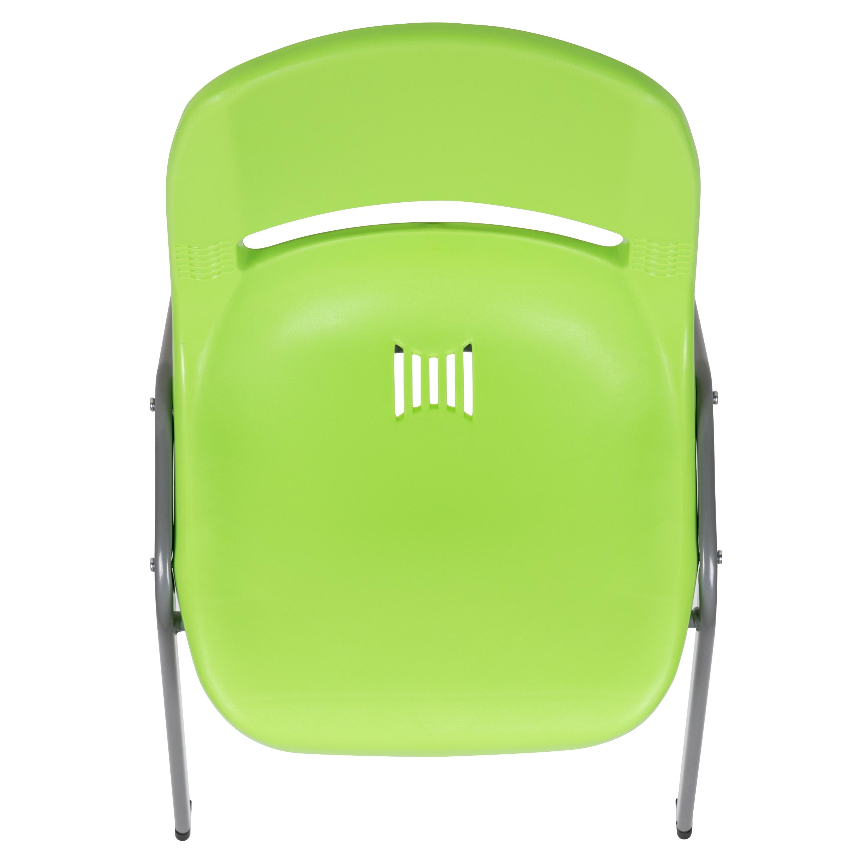 Flash Furniture HERCULES Series 5 Pack 880 lb. Capacity Green Ergonomic Shell Stack Chair with Gray Frame