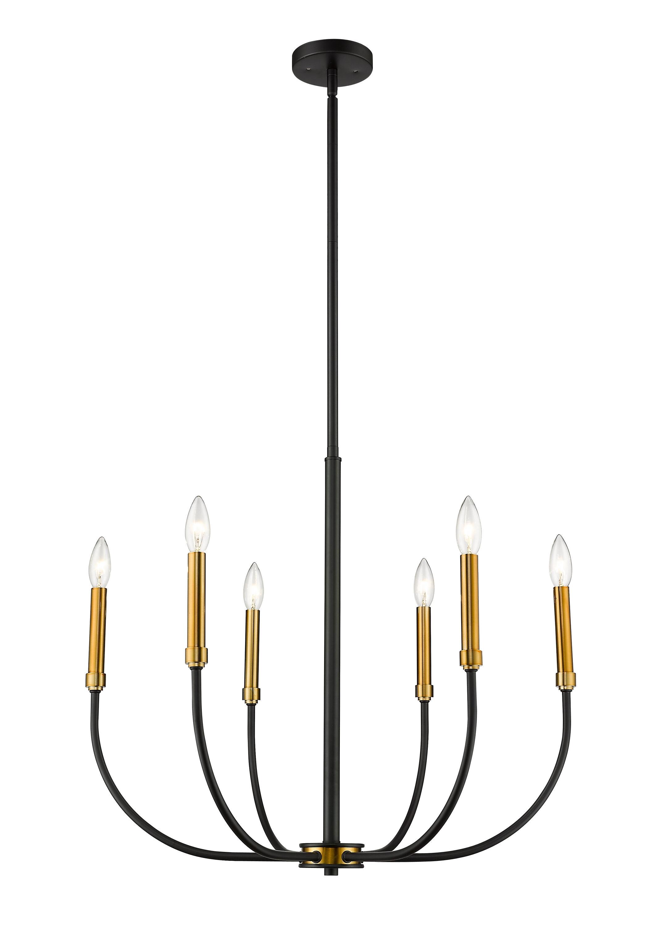Z-Lite Haylie 6 - Light Chandelier in  Matte Black/Olde Brass